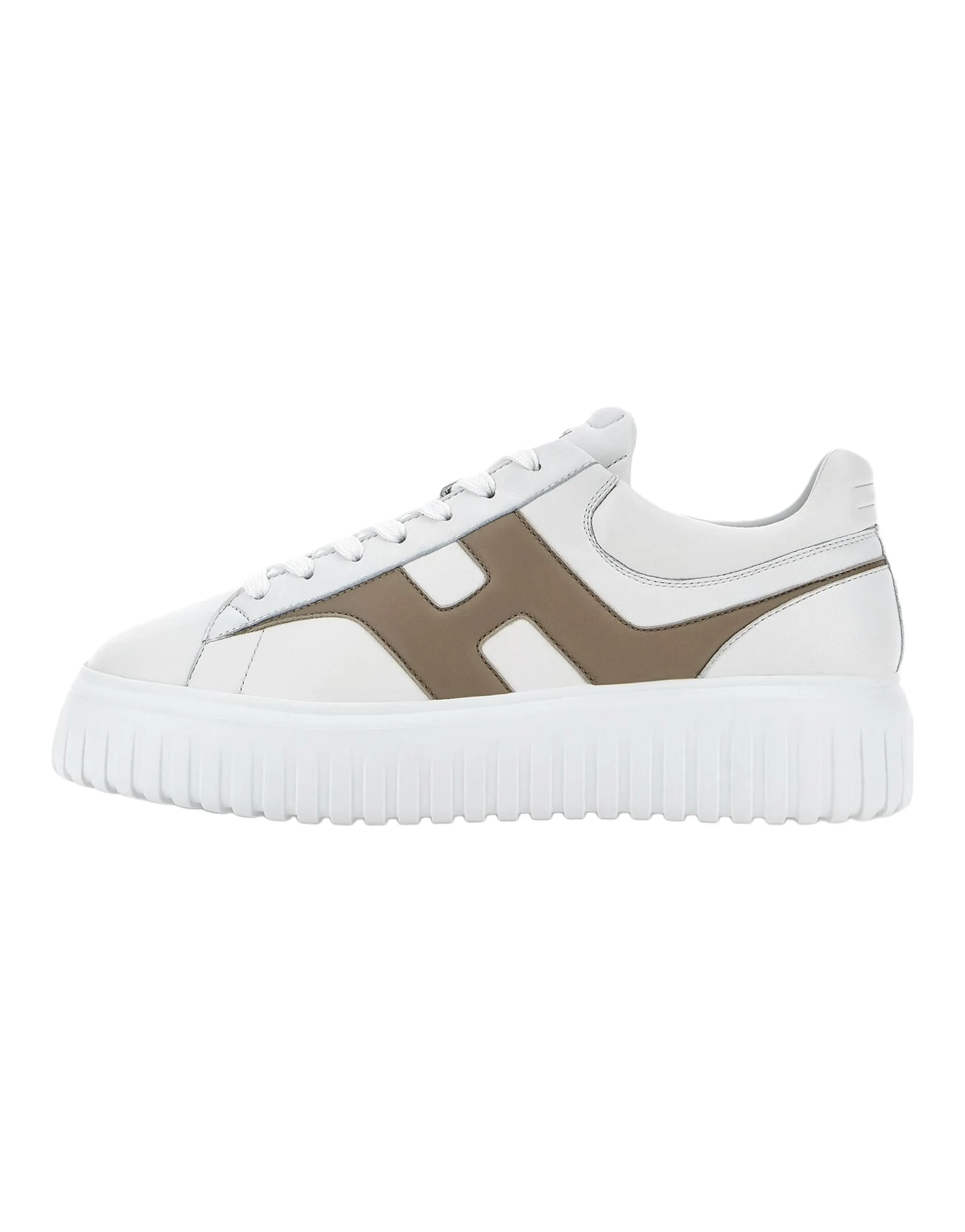 HOGAN H-Stripes Leather Round-Toe Lace-Up Low-Top Sneakers Men's Brown