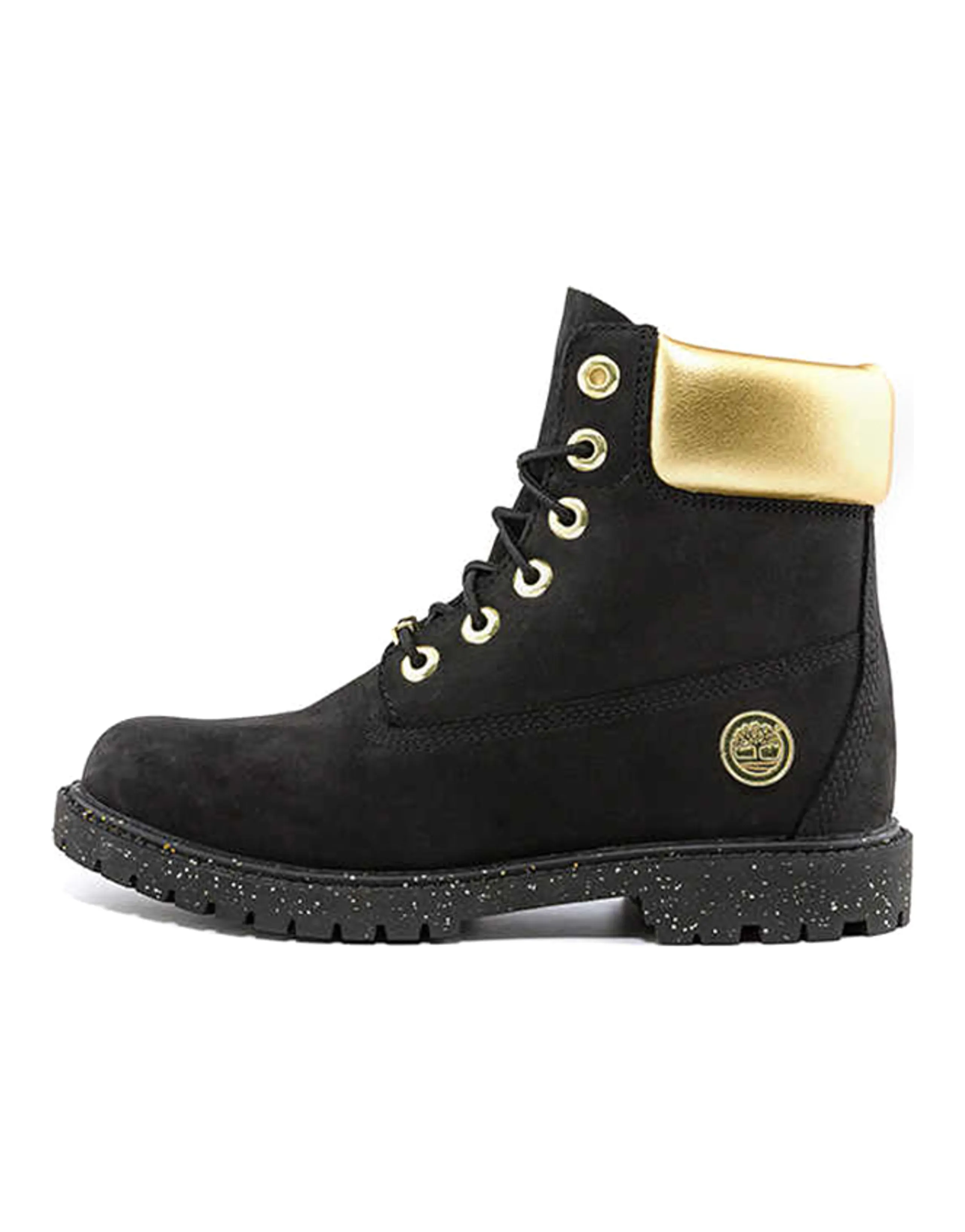 Timberland Heritage 6 Inch Waterproof Boots 'Black Nubuck With Gold' Women's