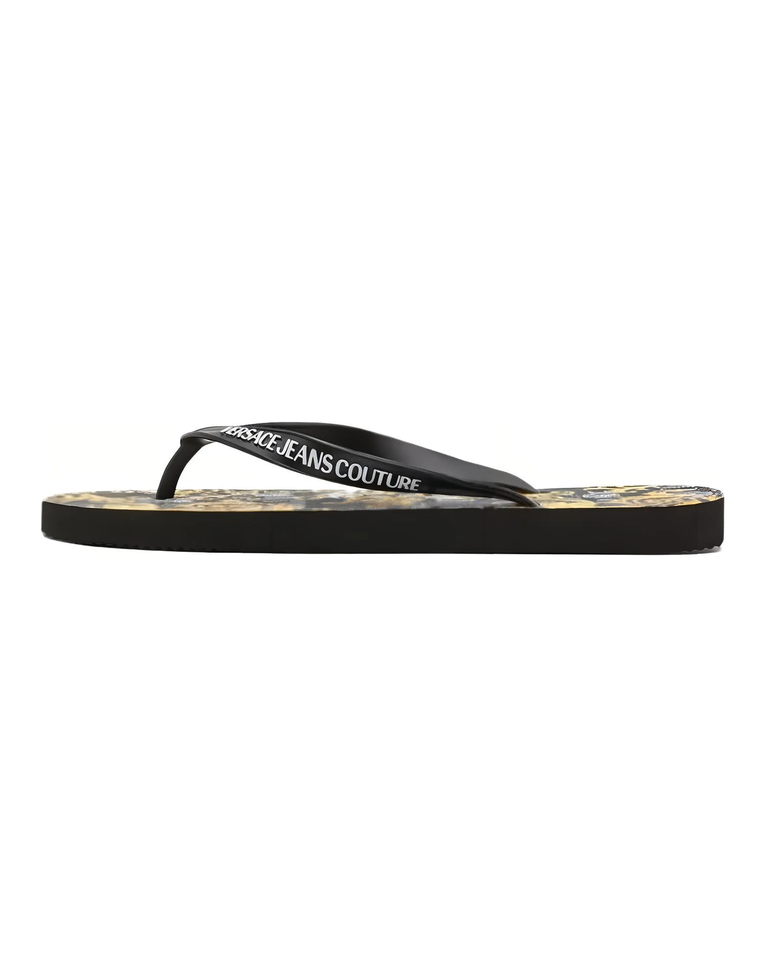 VERSACE JEANS Rubber Slip-On Print Fashion Slides Men's Black