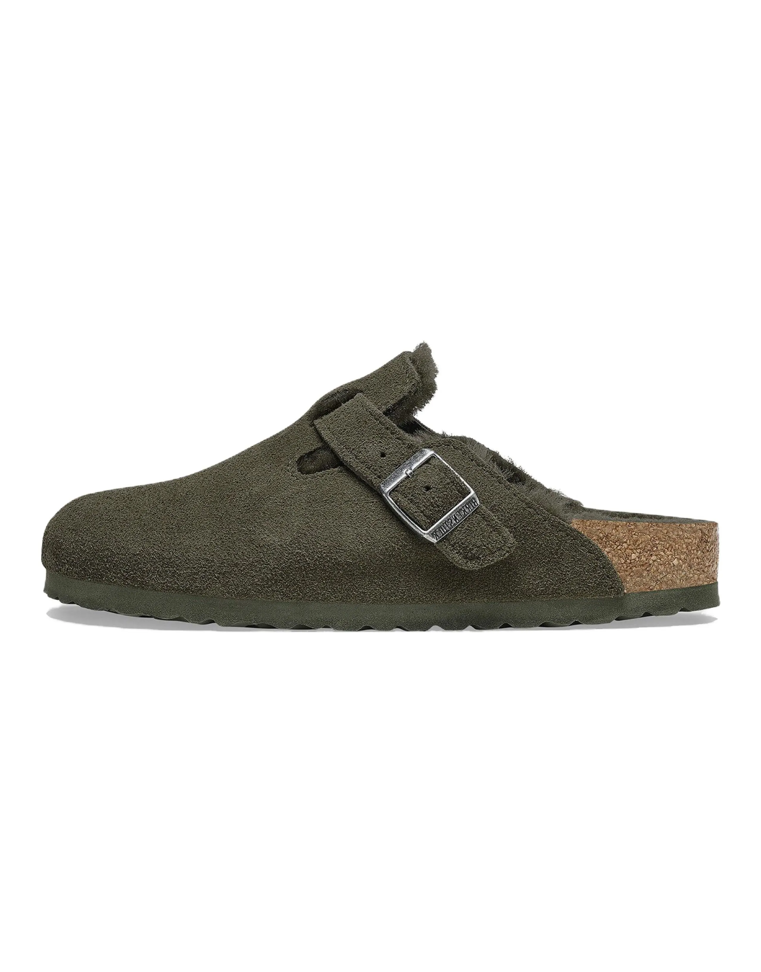 Birkenstock Boston Shearling Suede Leather Narrow Fit 'Thyme'