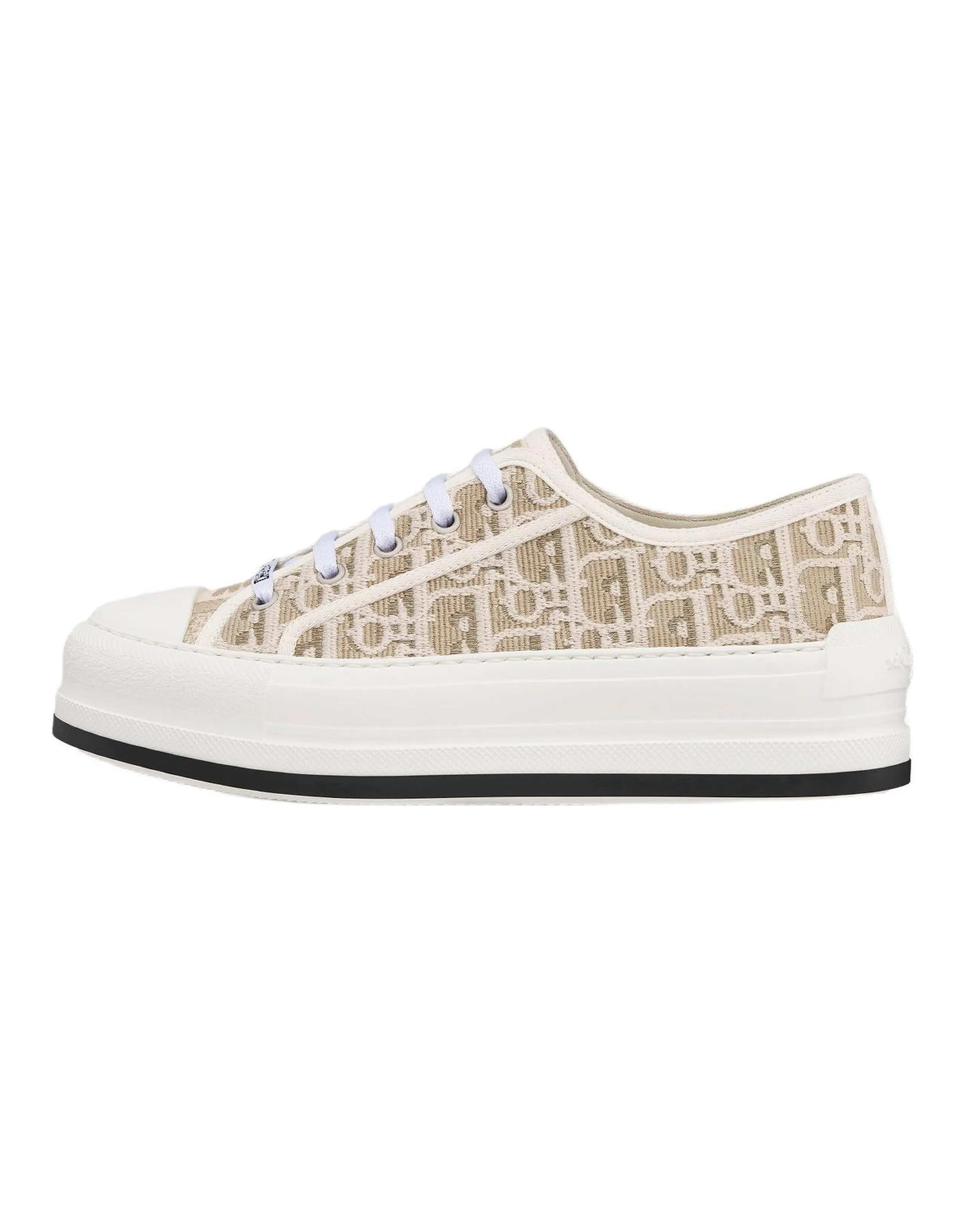 DIOR Walk'n'Dior Embroidery Print Round Toe Platform Low-Top Skate Shoes Women's Beige