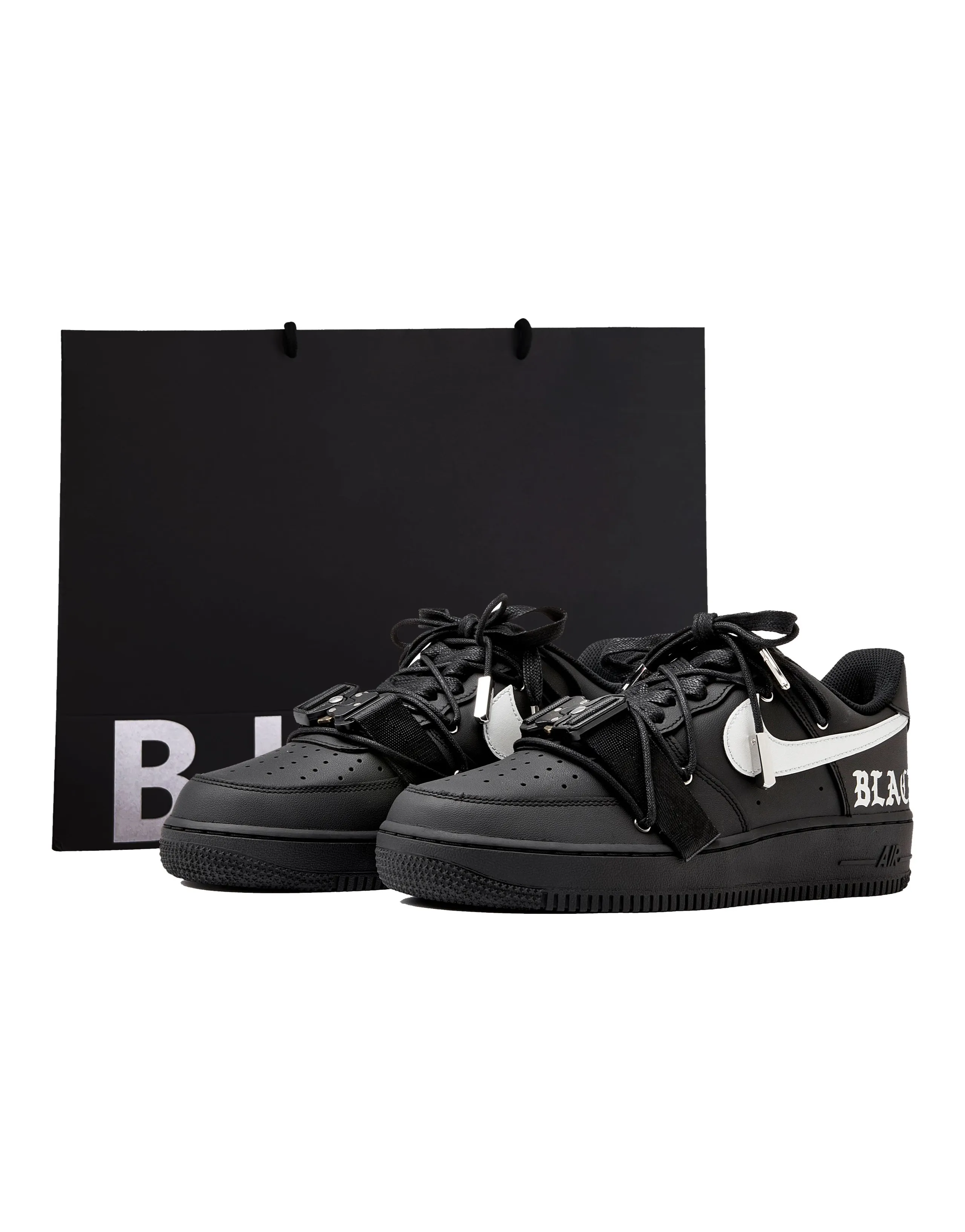 Nike Air Force 1 Skateboard Shoes Unisex Low-Top Black Silver