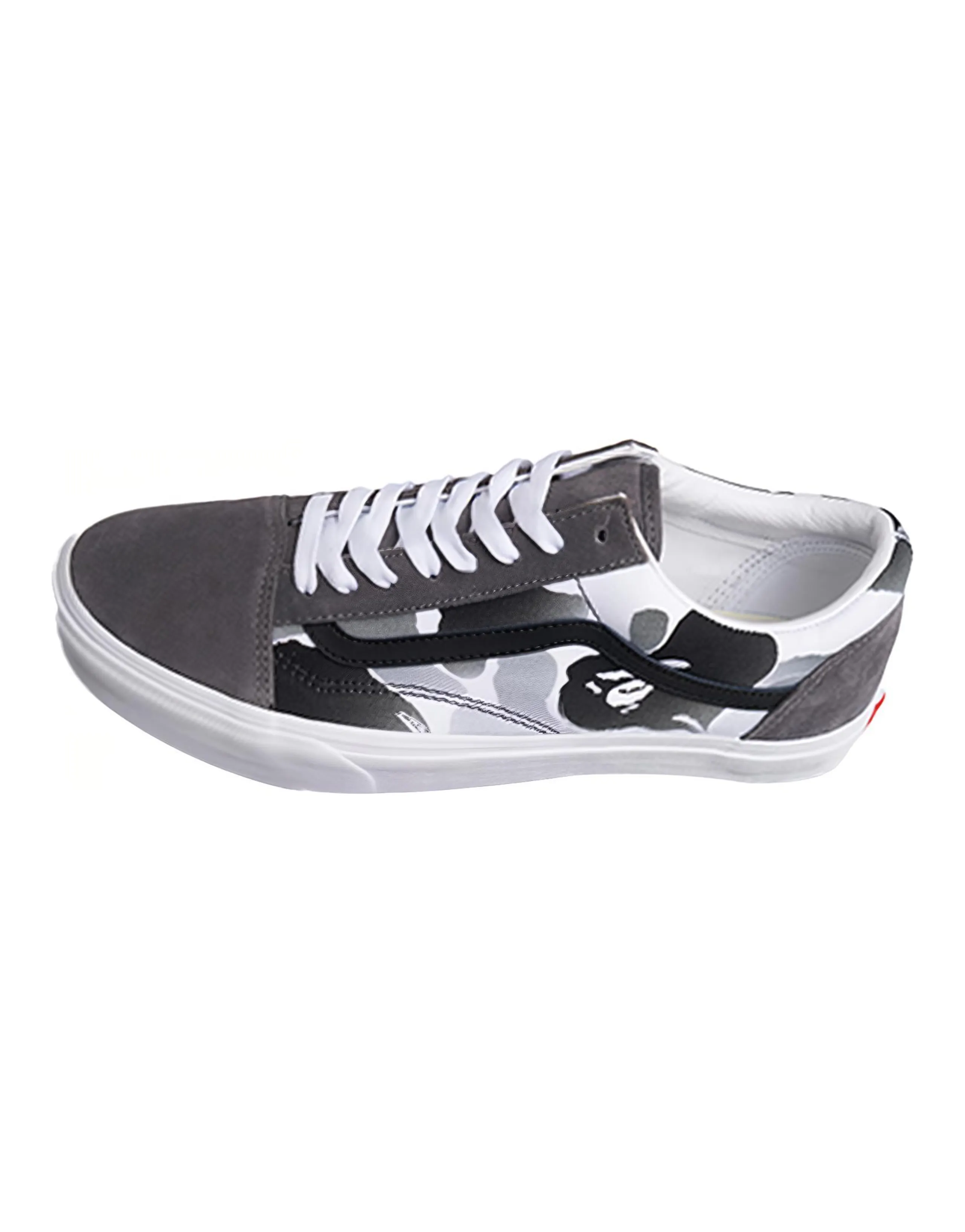A Bathing Ape X Vans Old Skool Collection Skateboard Shoes Unisex Low-Top Gray/White