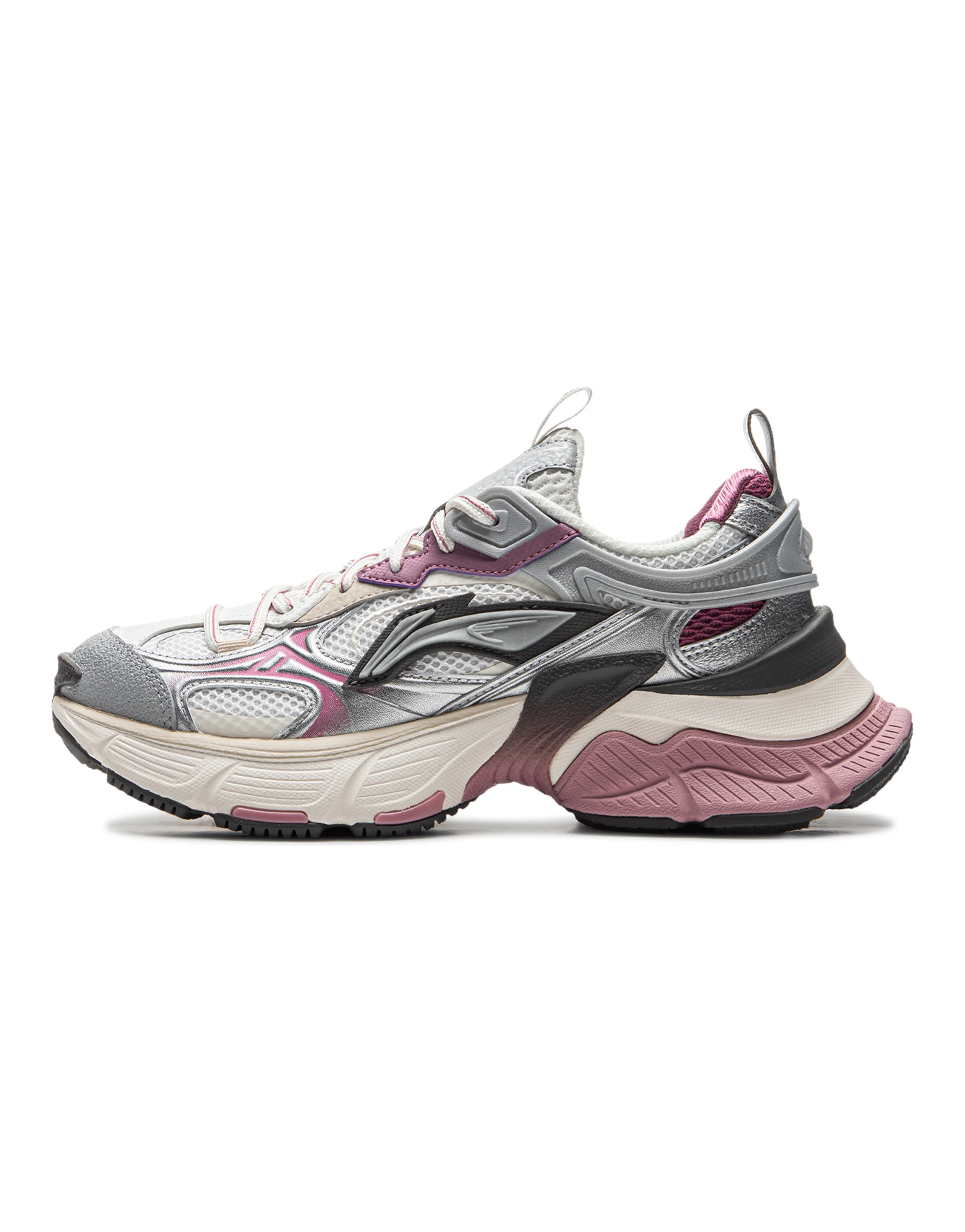 LiNing Star Cushioning Abrasion Resistant Breathable Low Top Casual Shoes Women's Silver White Purple
