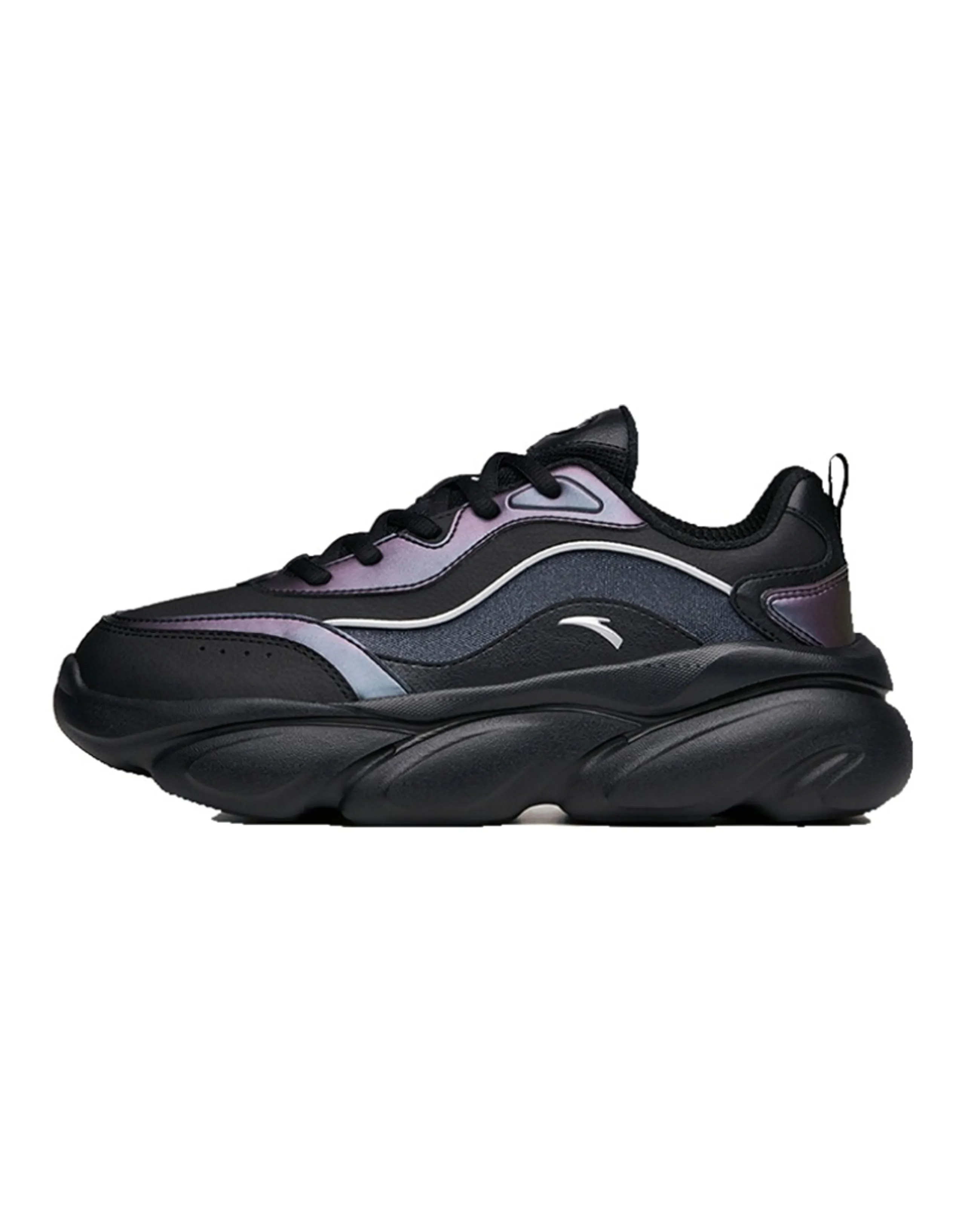 ANTA Cat Paw Chunky Sneakers Women's Low-Top Black Silver
