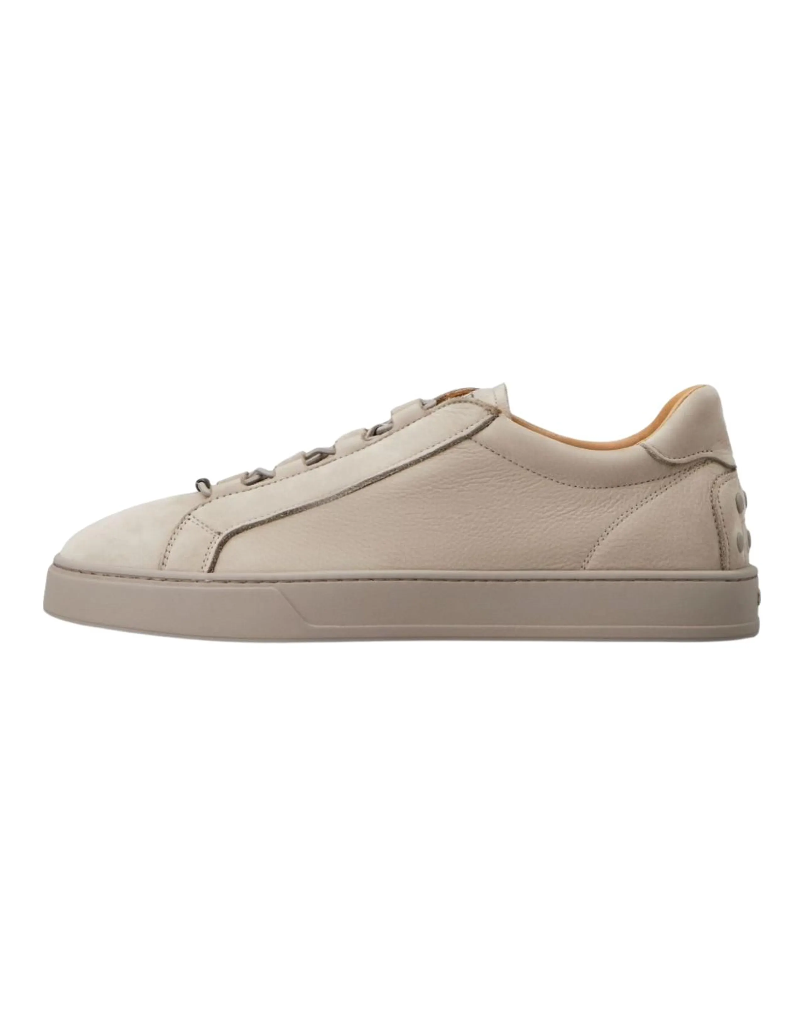 TOD'S Calfskin Round-Toe Lace-Up Low-Top Sneakers Men's Gray