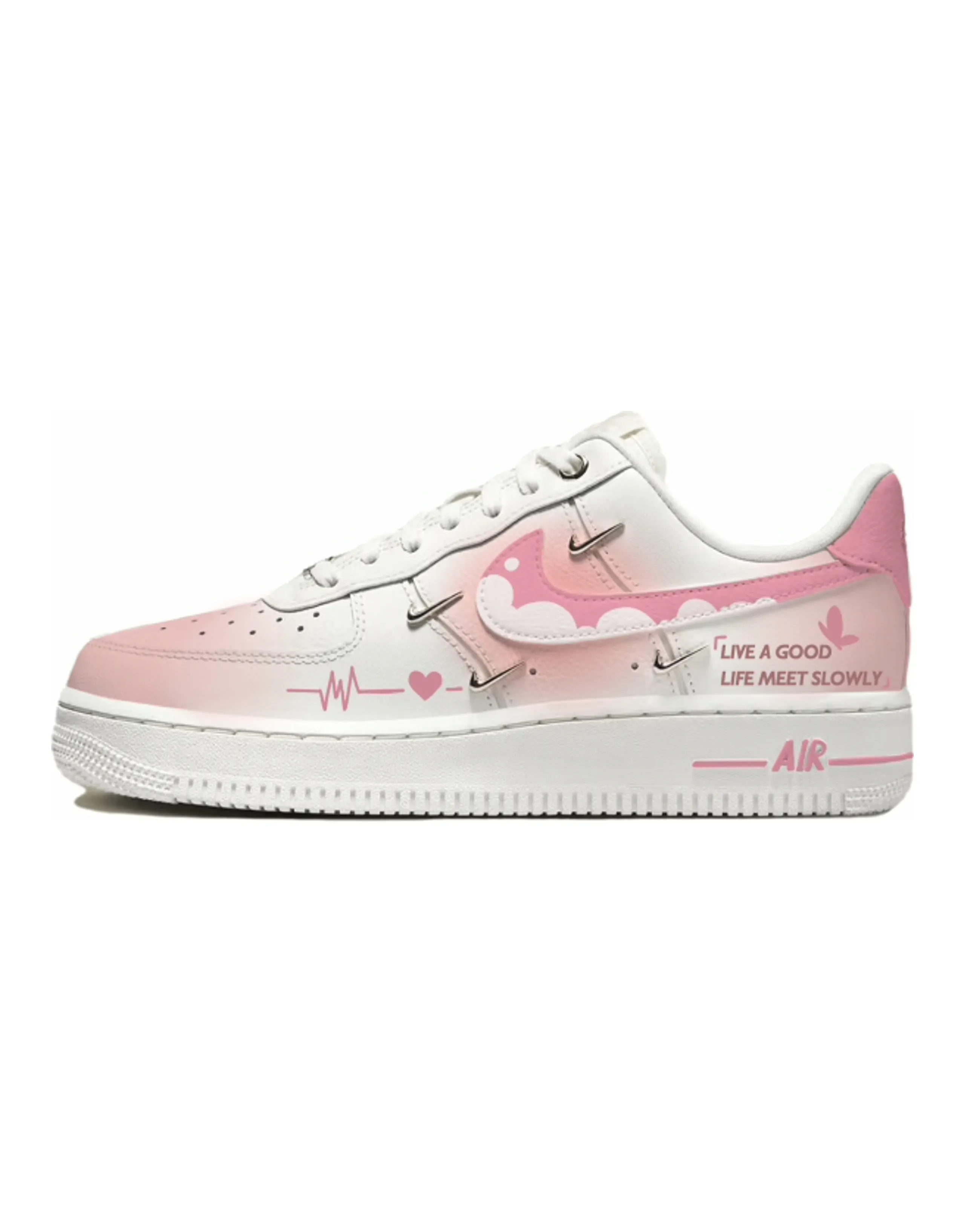 Nike Air Force 1 Wear-Resistant Low-Top Skateboard Shoes Women's White Pink