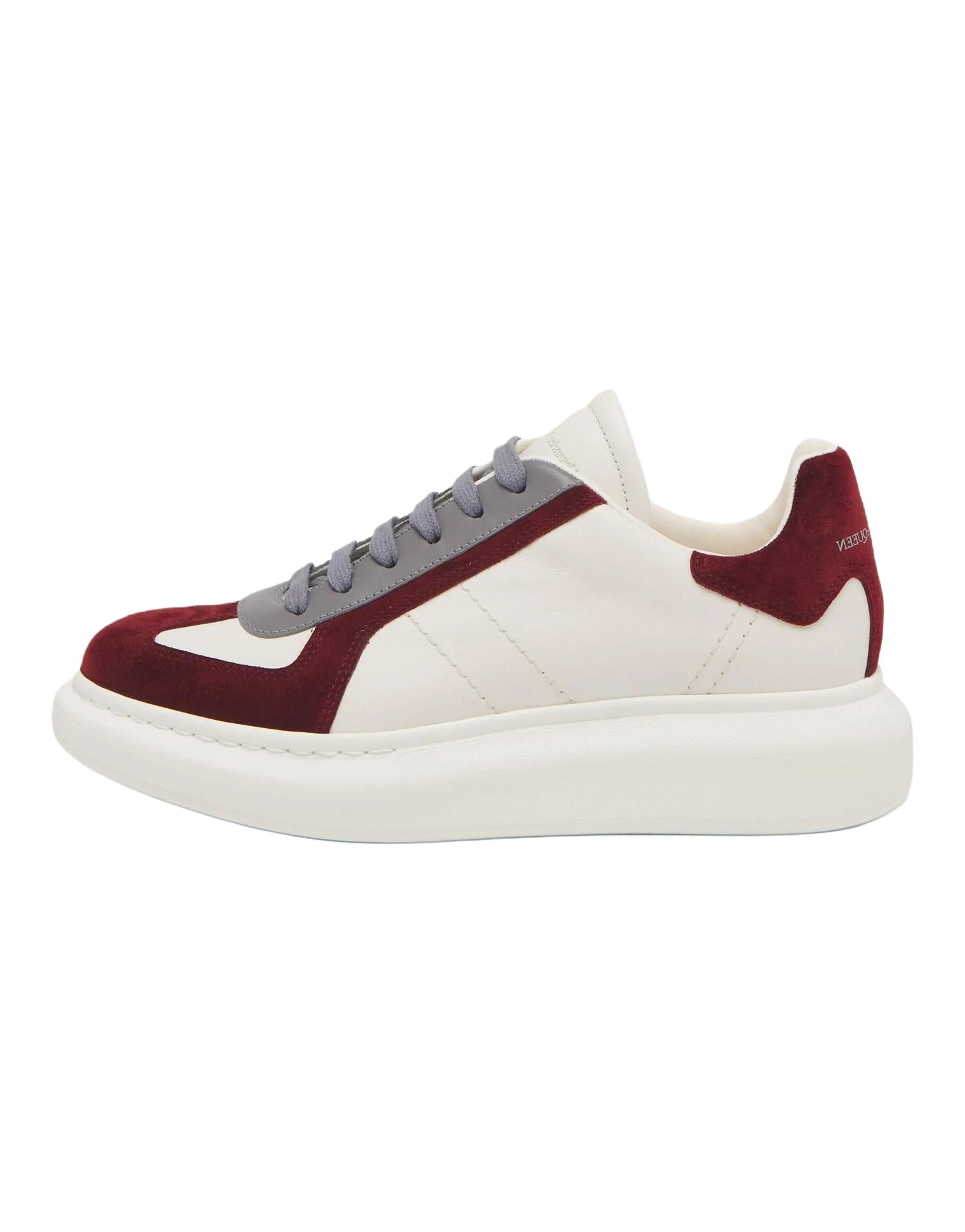 Alexander McQueen Oversized Leather Suede Round-Toe Lace-Up Platform Low-Top Casual Shoes Men's White