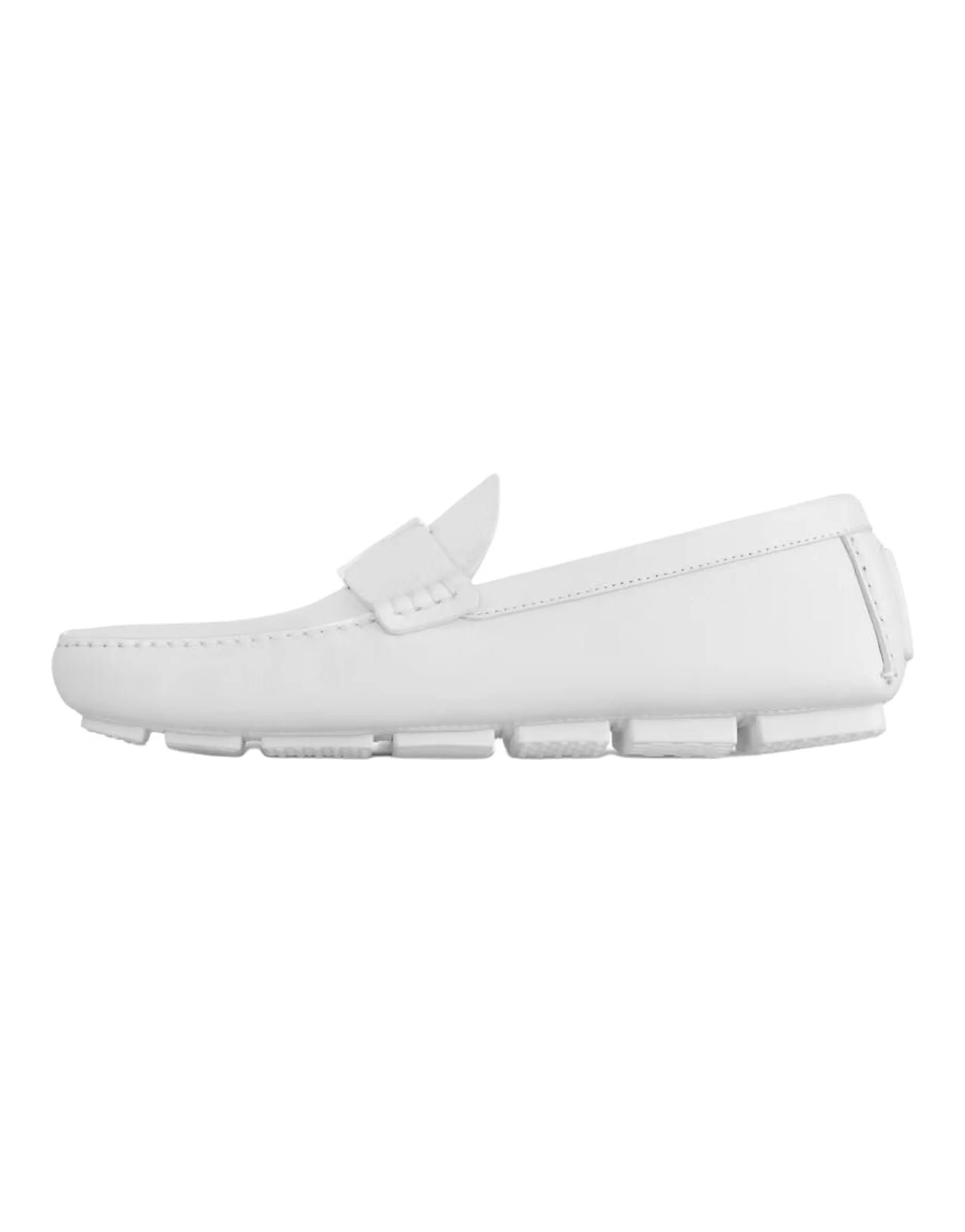 LOUIS VUITTON Monza Cow Leather Square Toe Slip-On Moccasin Casual Shoes Men's White