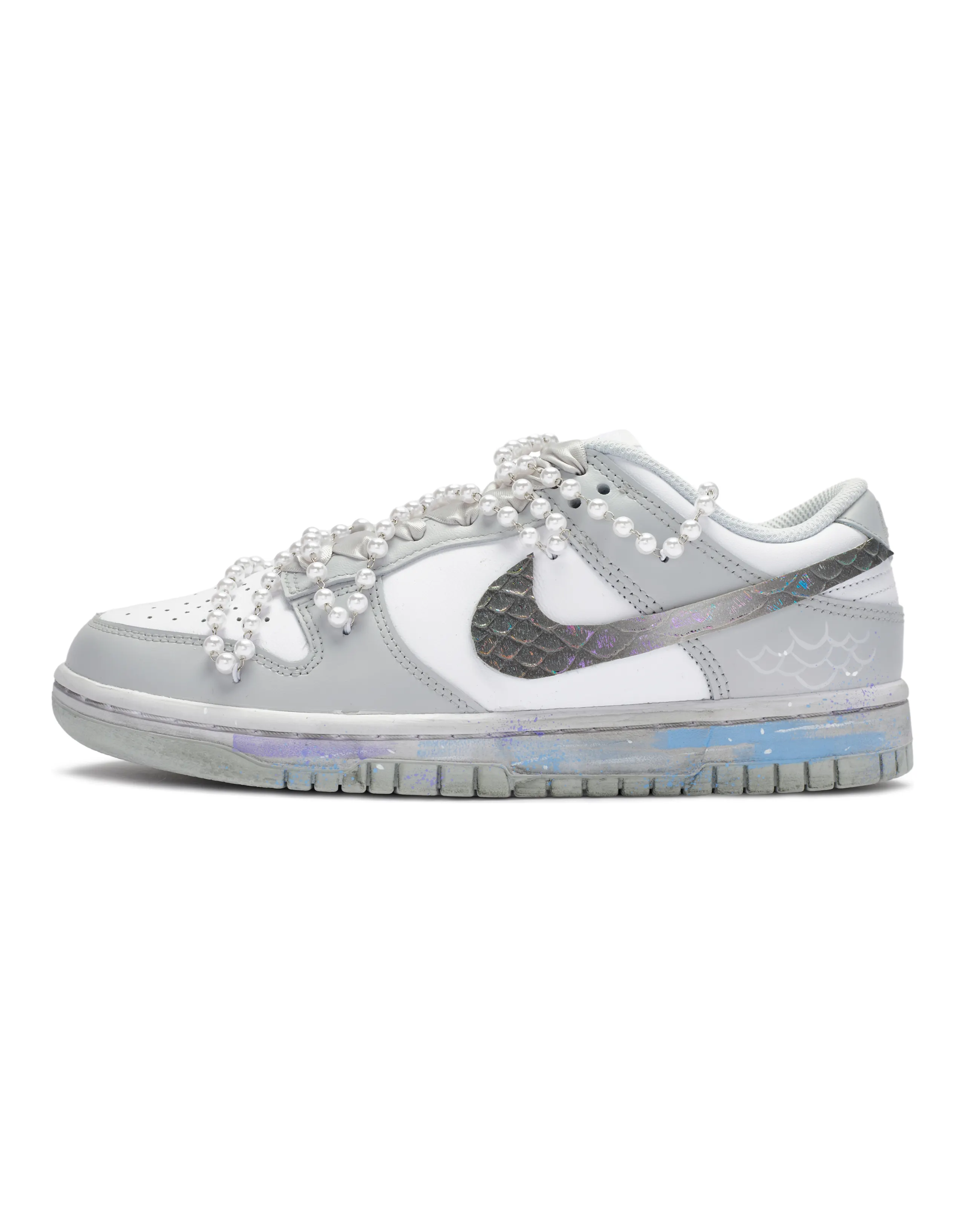 Nike Dunk Low-Top Skateboard Shoes GS Gray Silver White