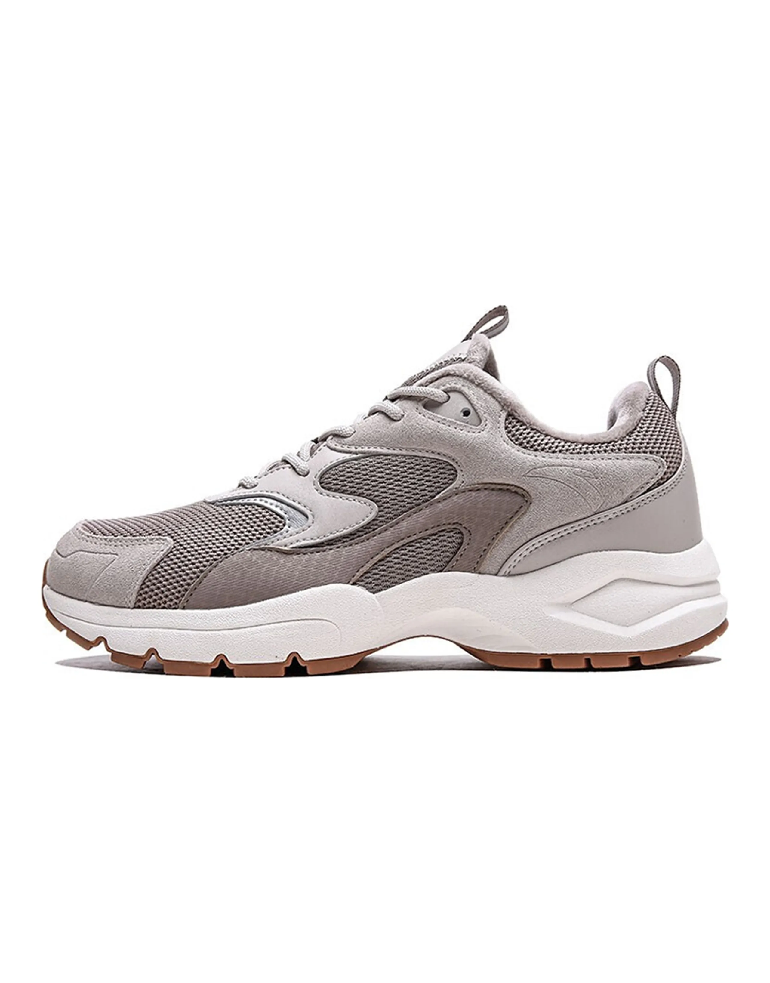 ANTA Chunky Sneakers Men Low Top Linen Gray/Shade 2 Gray/Ivory White