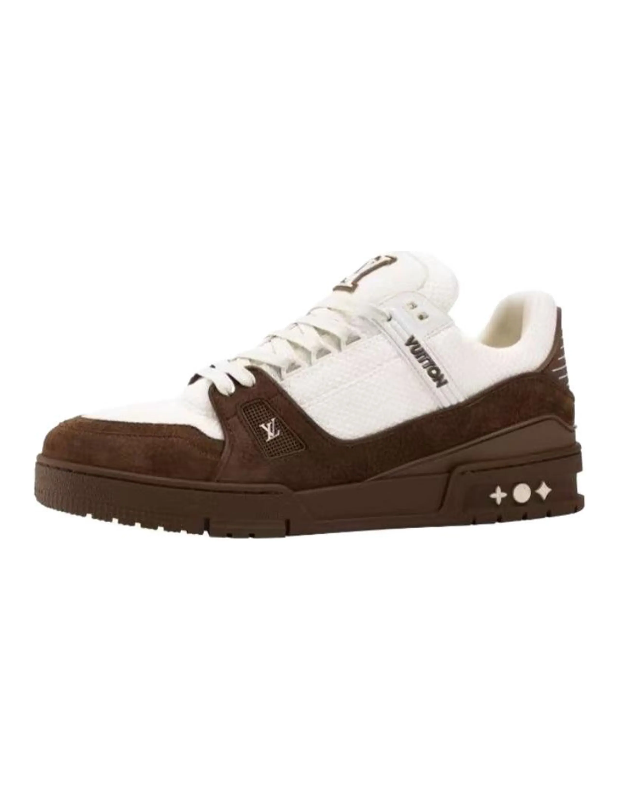LOUIS VUITTON Trainer Calfskin Leather Lace-Up Low-Top Skate Shoes Men's White Brown