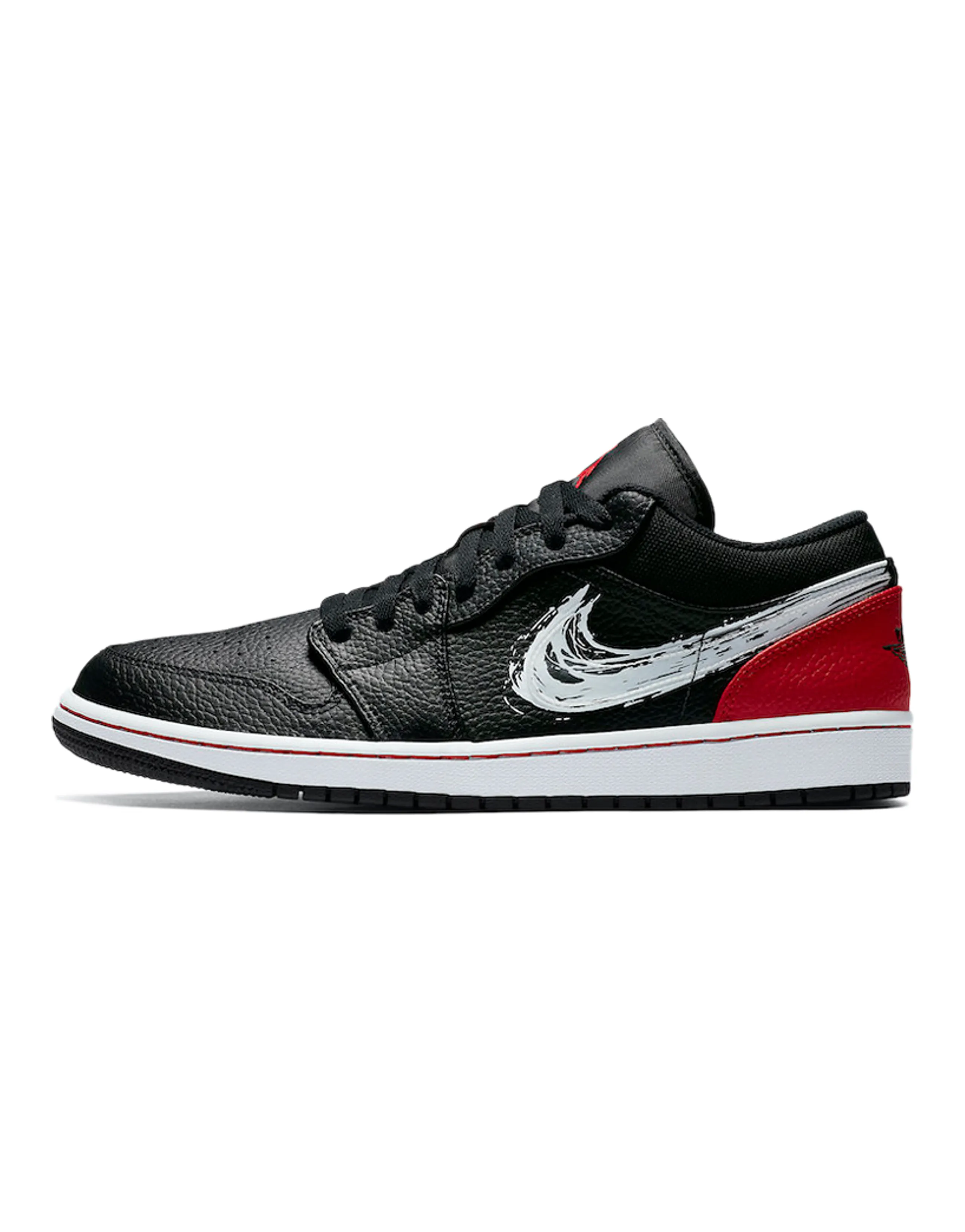 Jordan 1 Low Brushstroke Swoosh Black