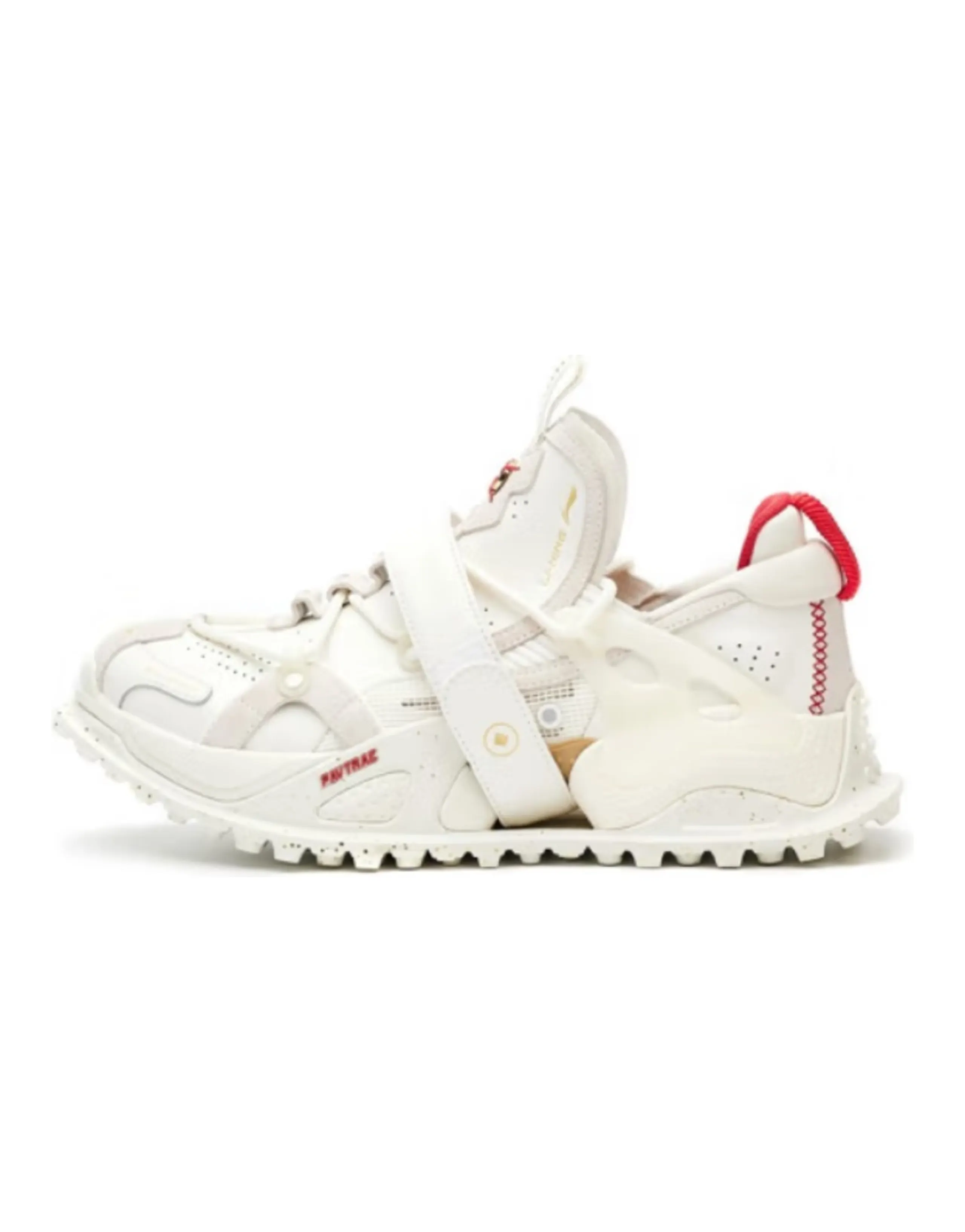 LINING Pan Gu Casual Shoes Women's Low-Top Champagne White/Camellia Red