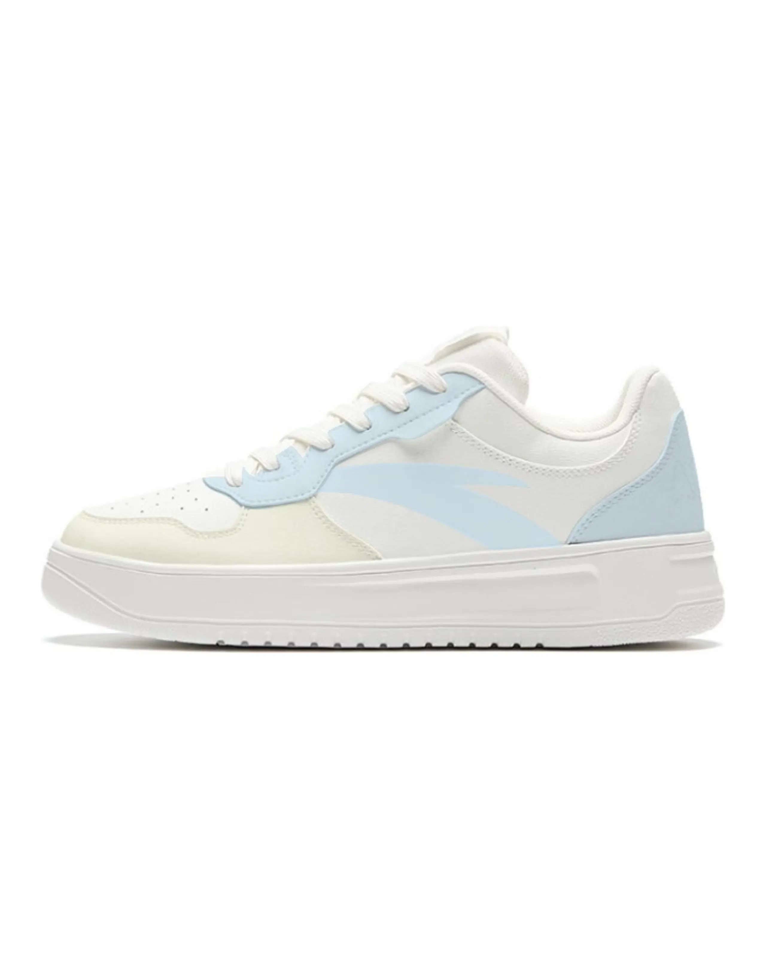 Custom Anta 'Frozen Blue Domain' Comfortable Fashion Low-Top Sneakers Women's White Yellow Blue