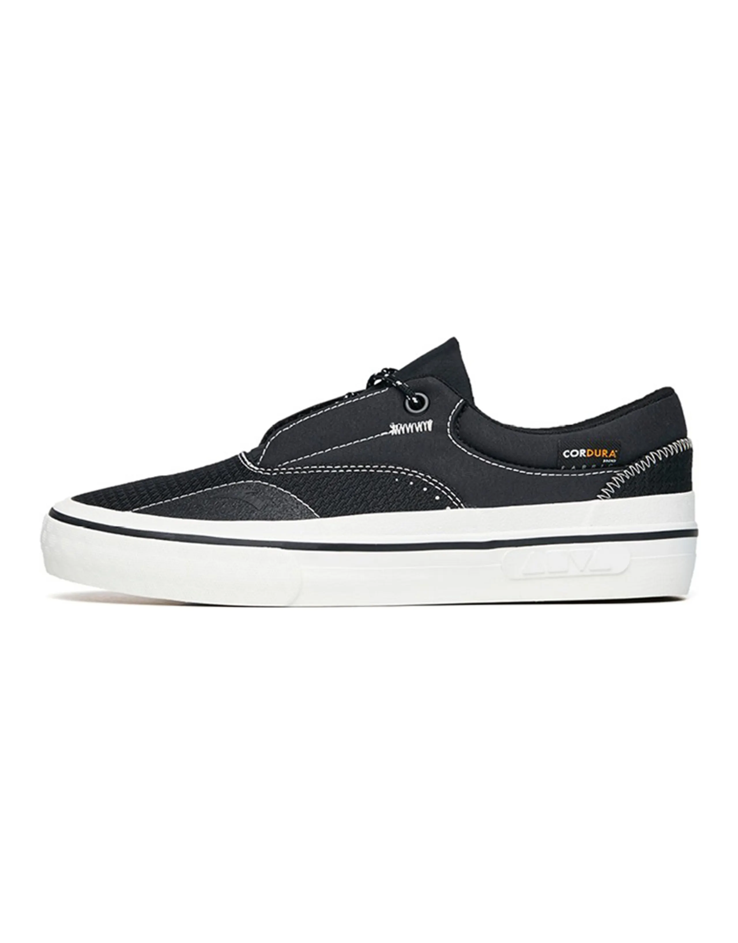 Anta Qian Xing Wear-Resistant Low-Top Skateboard Shoes Women's Black White Lace-Up Version