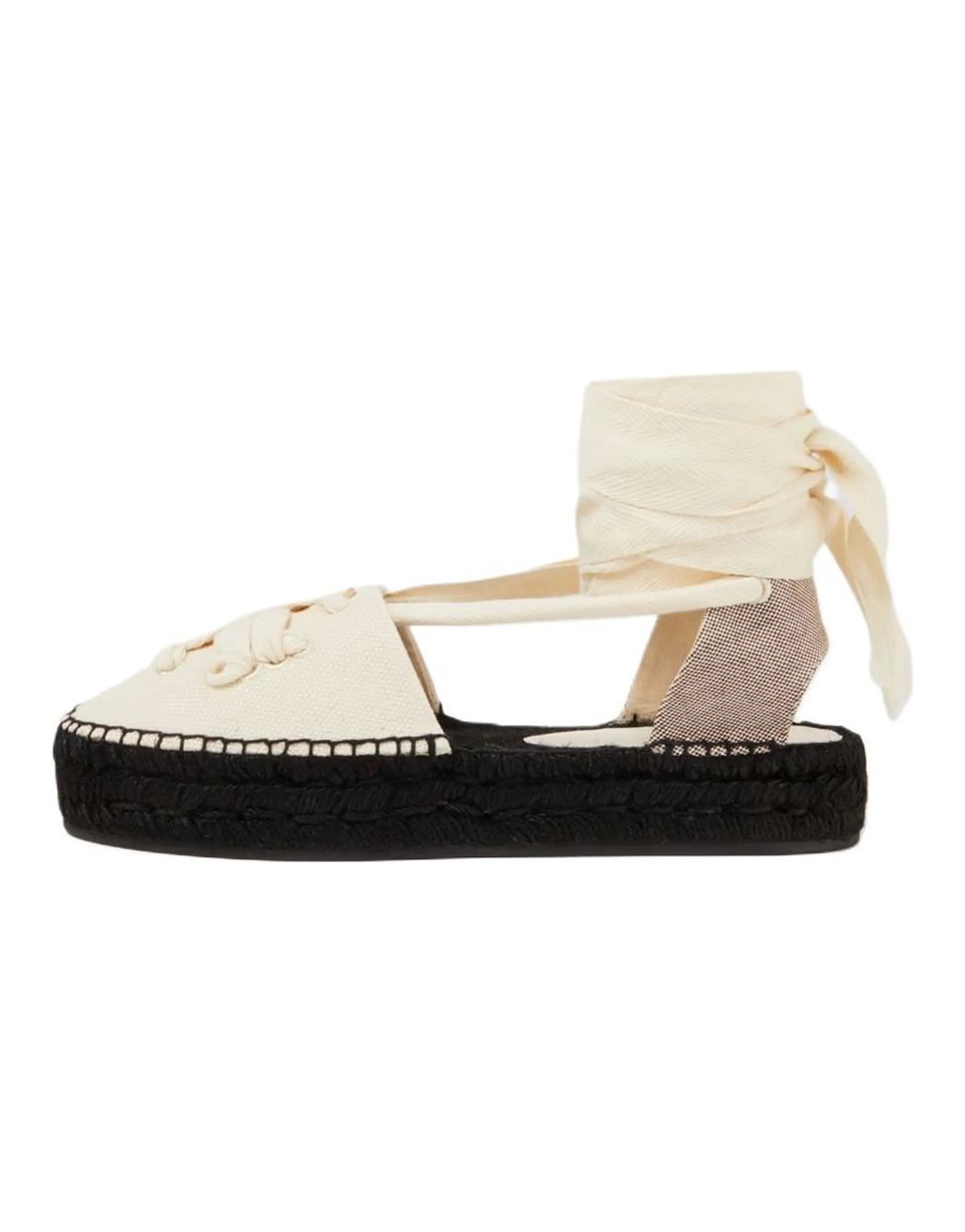 TORY BURCH Leather Ribbon Platform Single Strap Sandals Women's Off-White