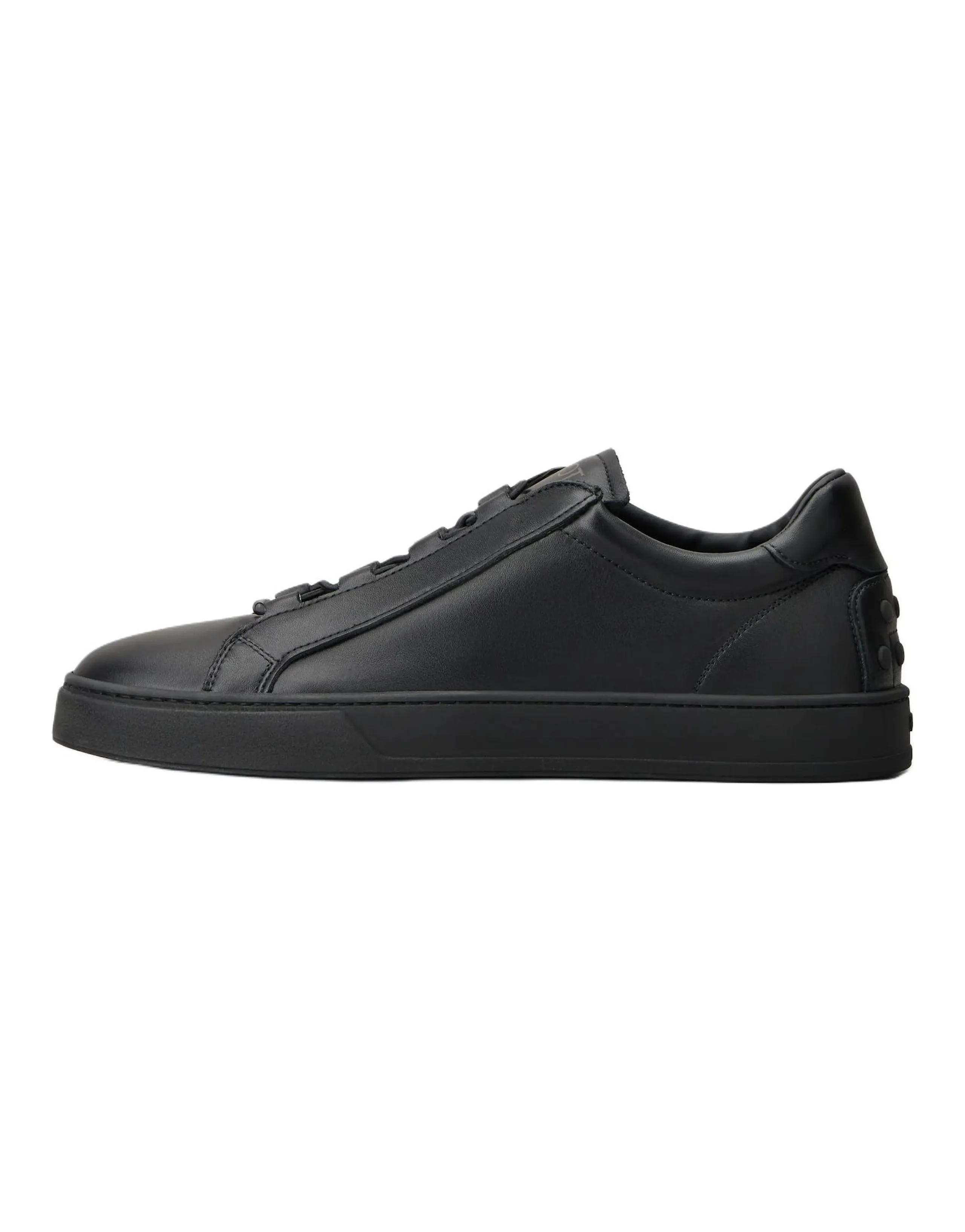 TOD'S Calfskin Round Toe Flat Low-Top Sneakers Men's Black