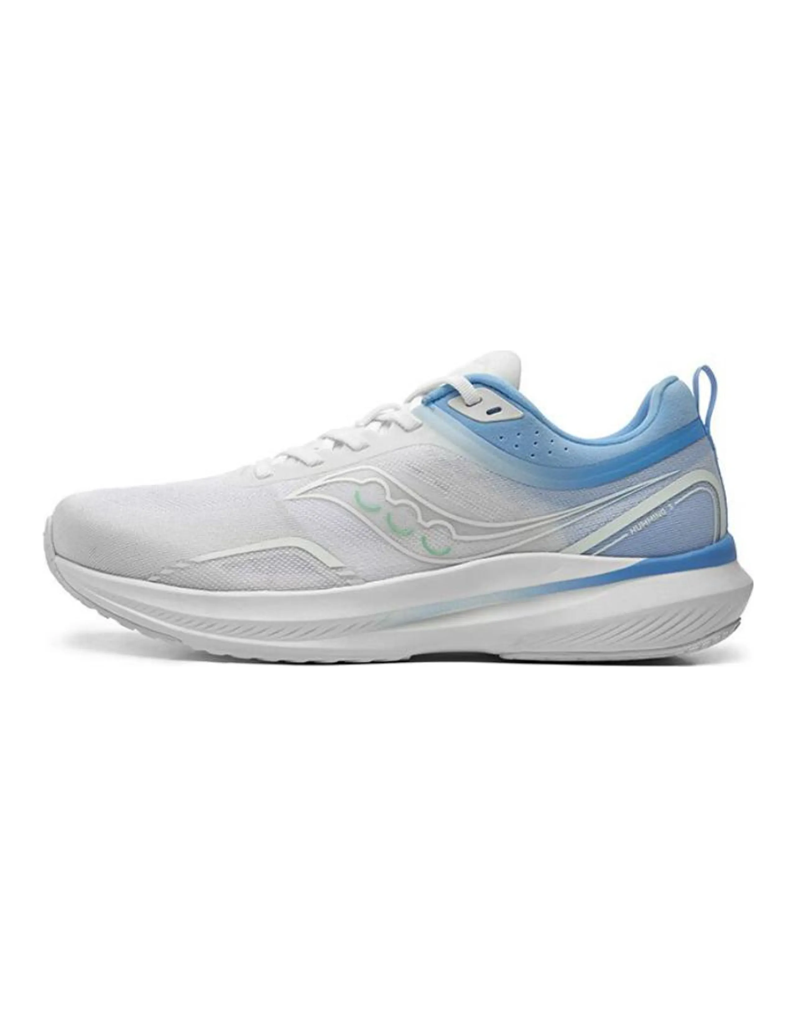 Saucony Humming 3 Sport Versatile Mesh Fabric Cushioned Slip-Resistant Wear-Resistant Low-Top Running Shoes Unisex White Blue