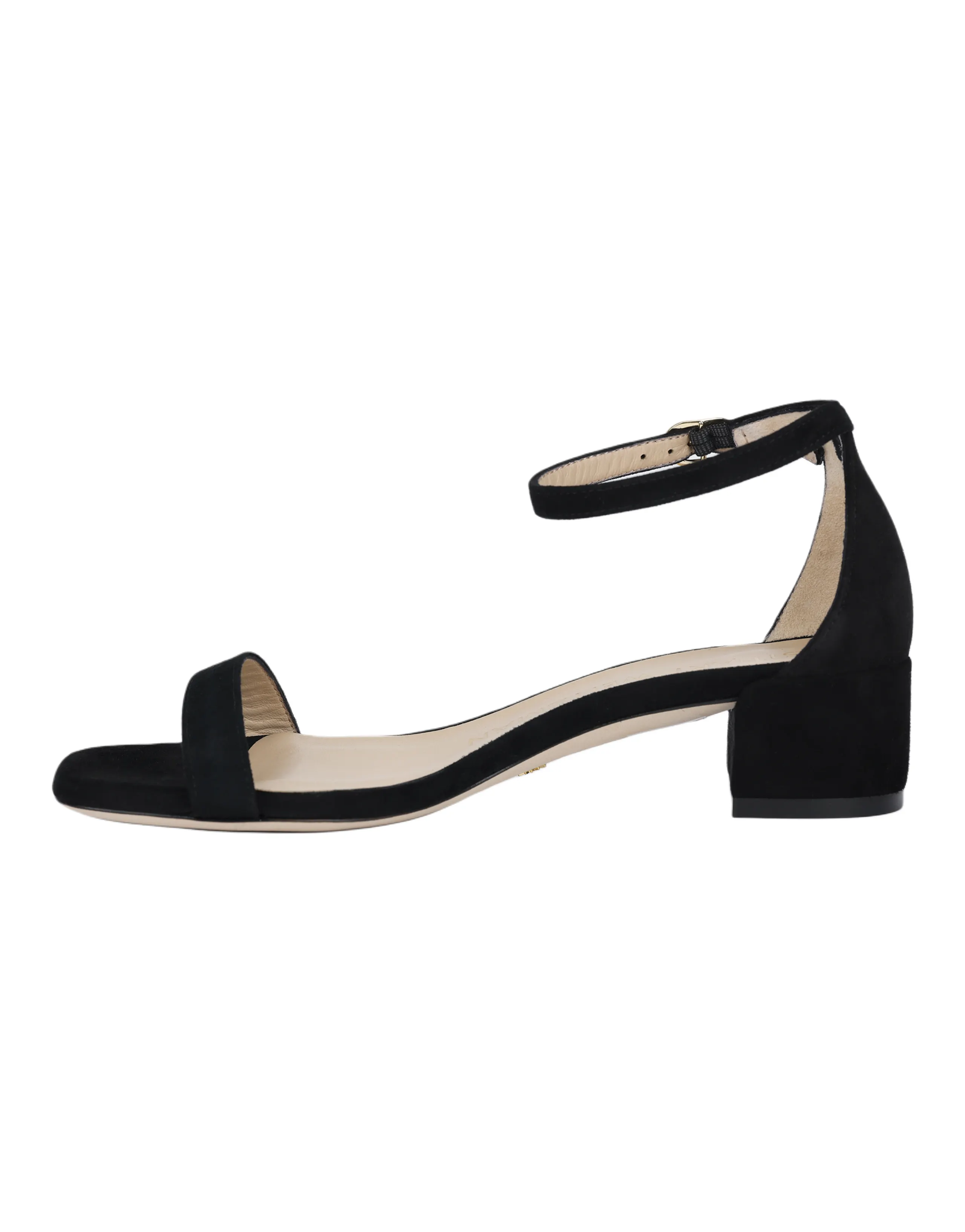 Stuart Weitzman Suede Fashion Versatile Ankle Strap Sandals Women's Black