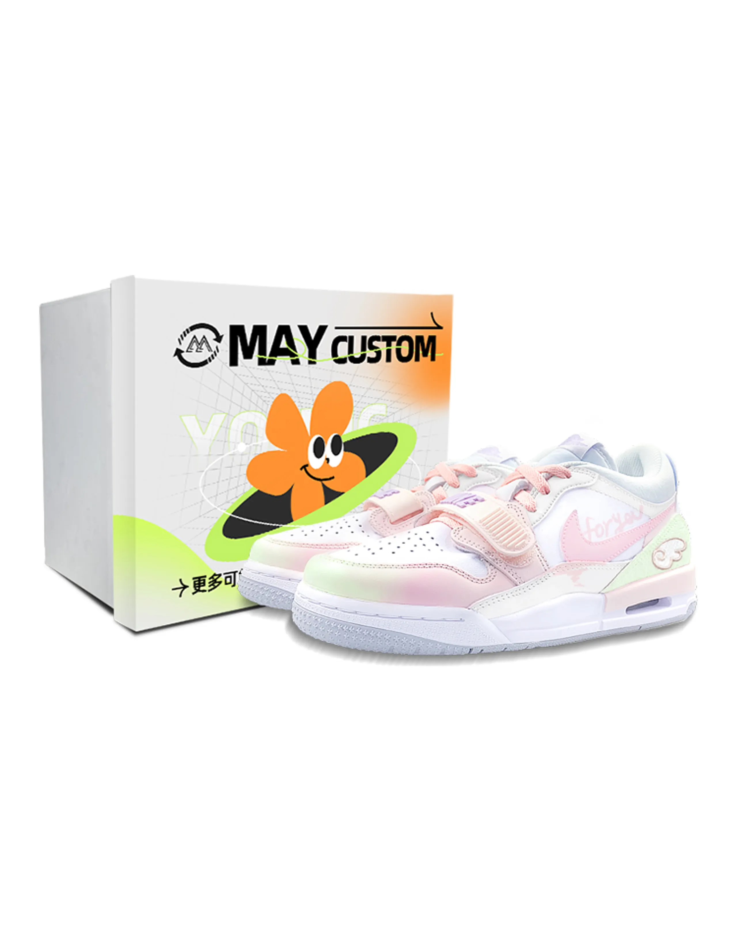 Jordan Legacy 312 Low-Top Vintage Basketball Shoes Women's White Pink Green