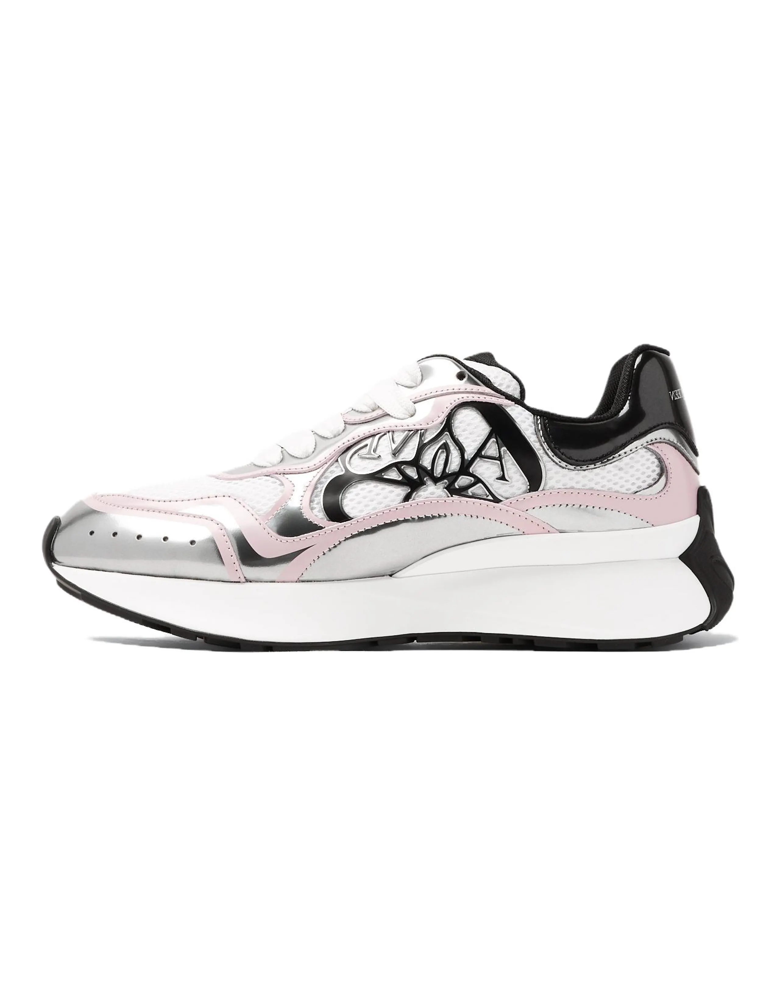 Alexander McQueen Seal Logo Low White Silver Pink Women's