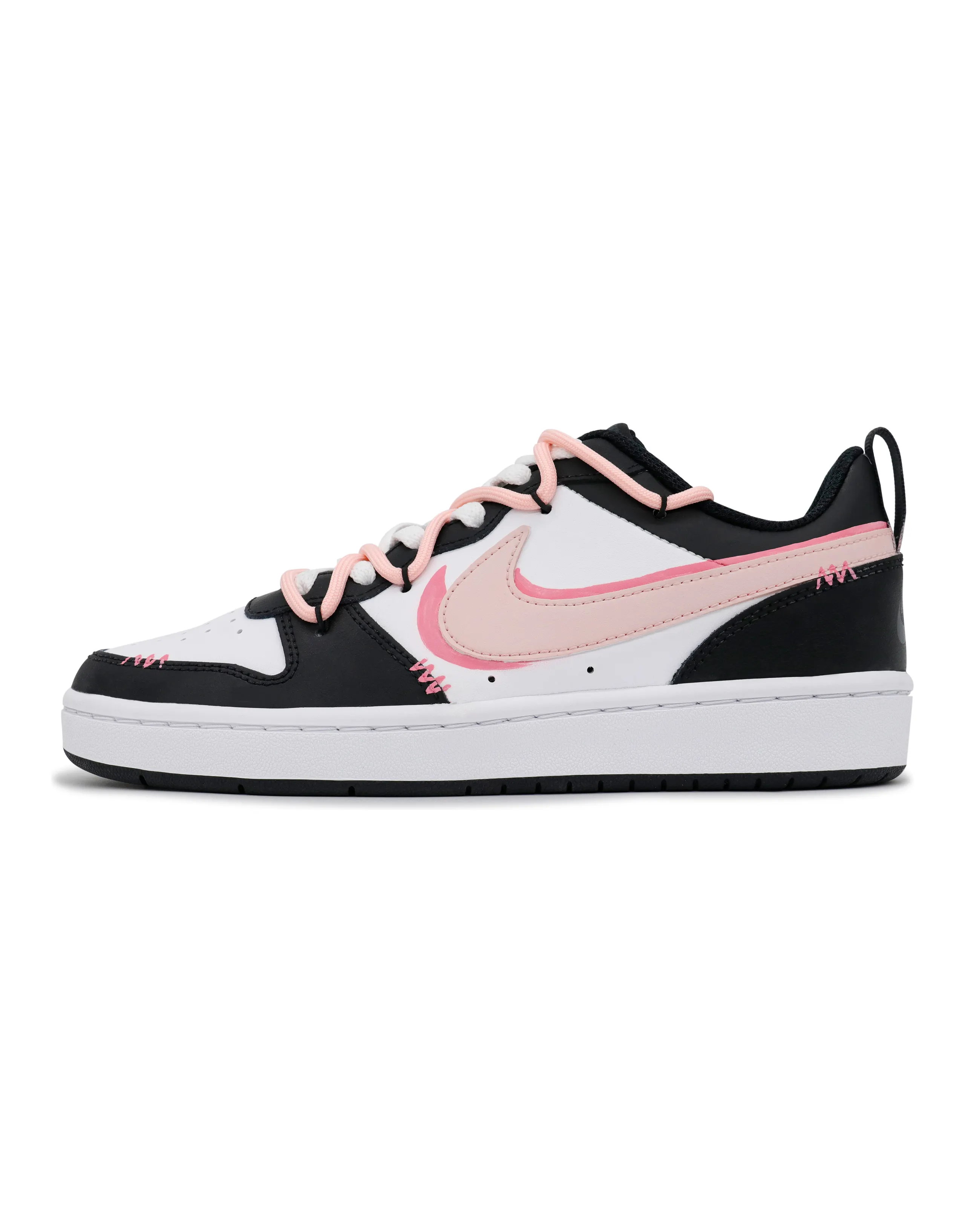 Nike Court Borough Non-slip Lightweight Low-Top Skateboard Shoes GS Black Pink