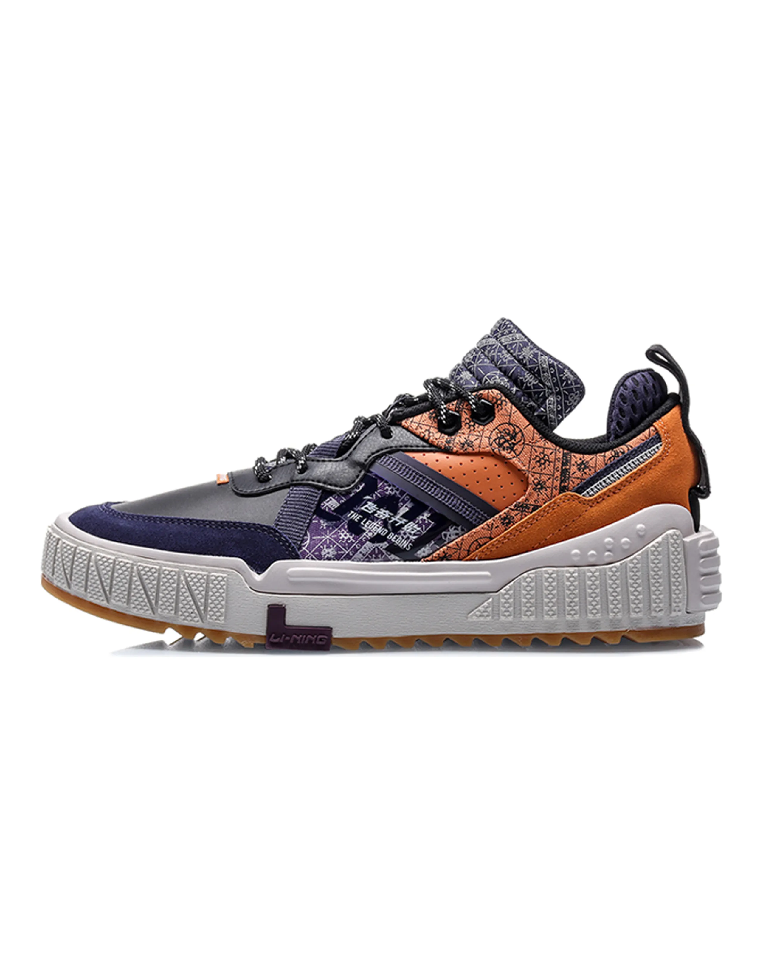 LiNing Unblock Anti-Slip Wear-Resistant Low-Top Skateboard Shoes Men's Black White Orange