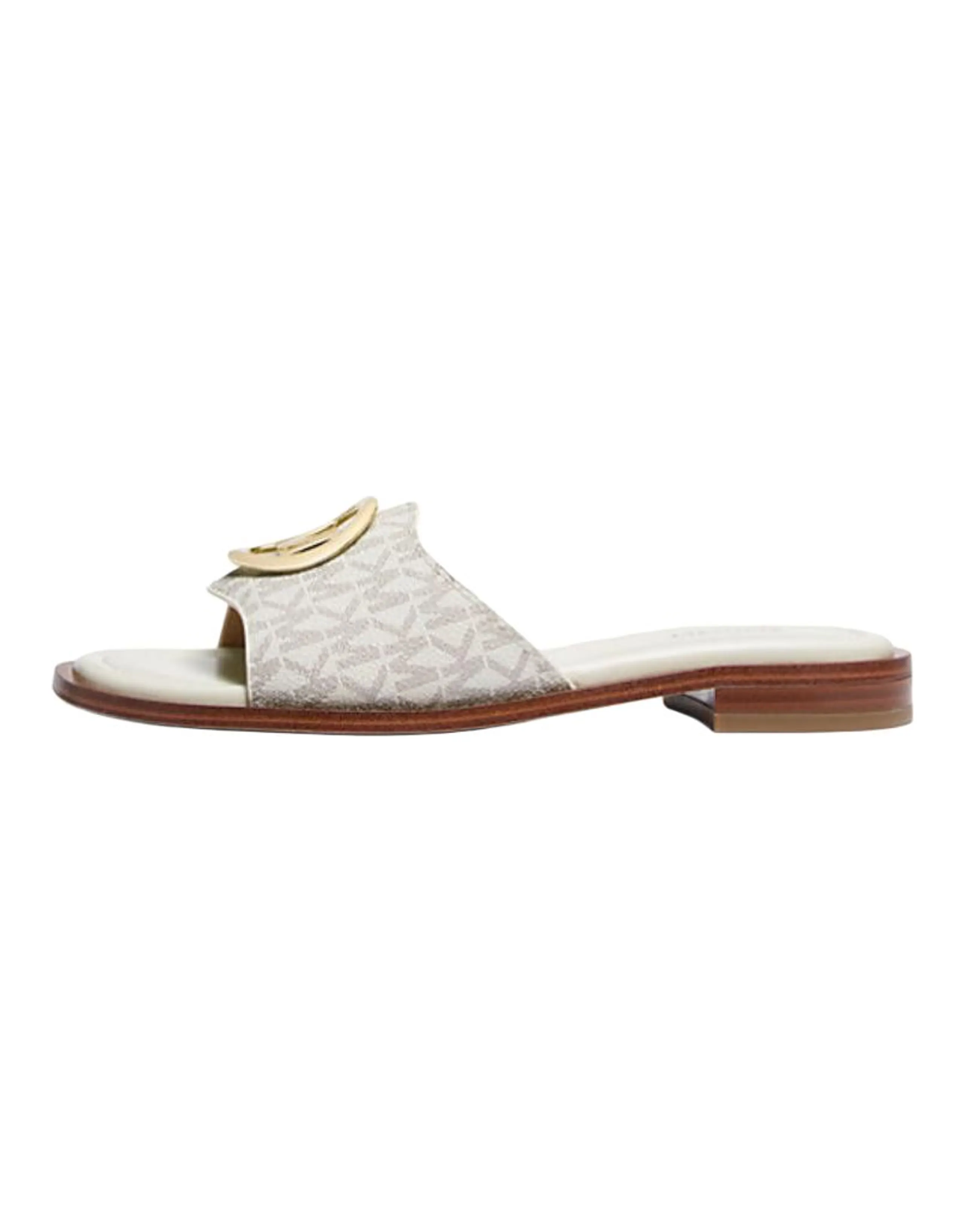 MICHAEL KORS Hannah Canvas Round Toe Flat Flip-Flops Women's Beige