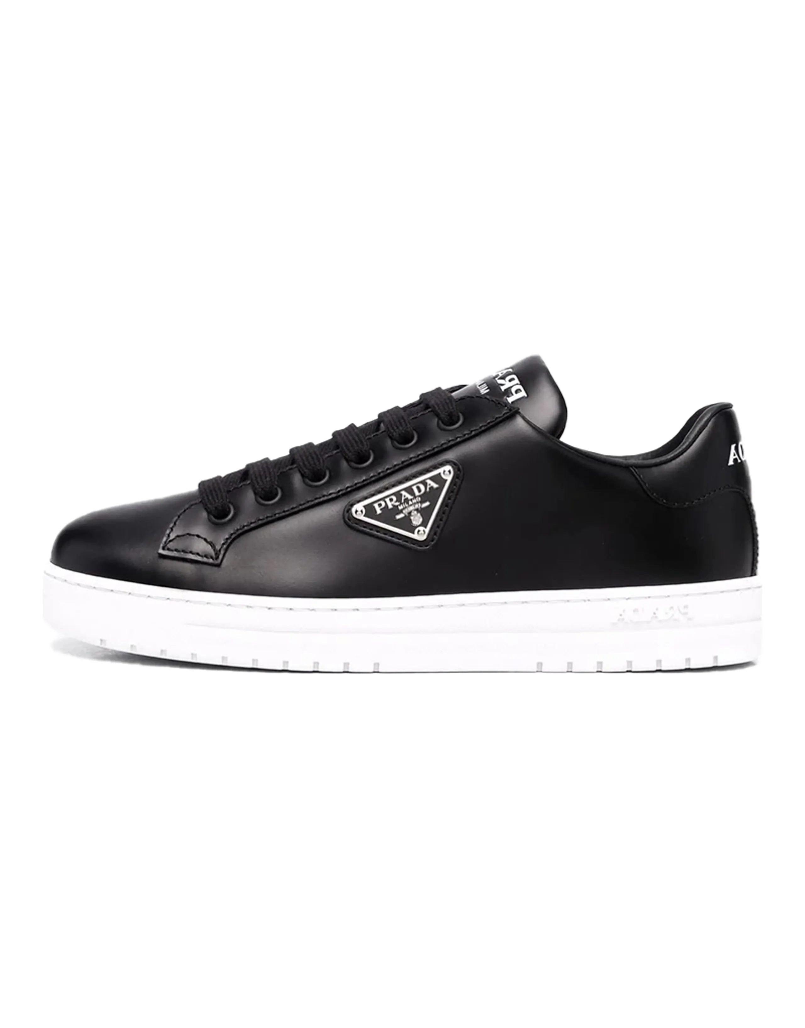 PRADA Leather Lace-Up Flat Low-Top Fashion Skate Shoes Women's Black