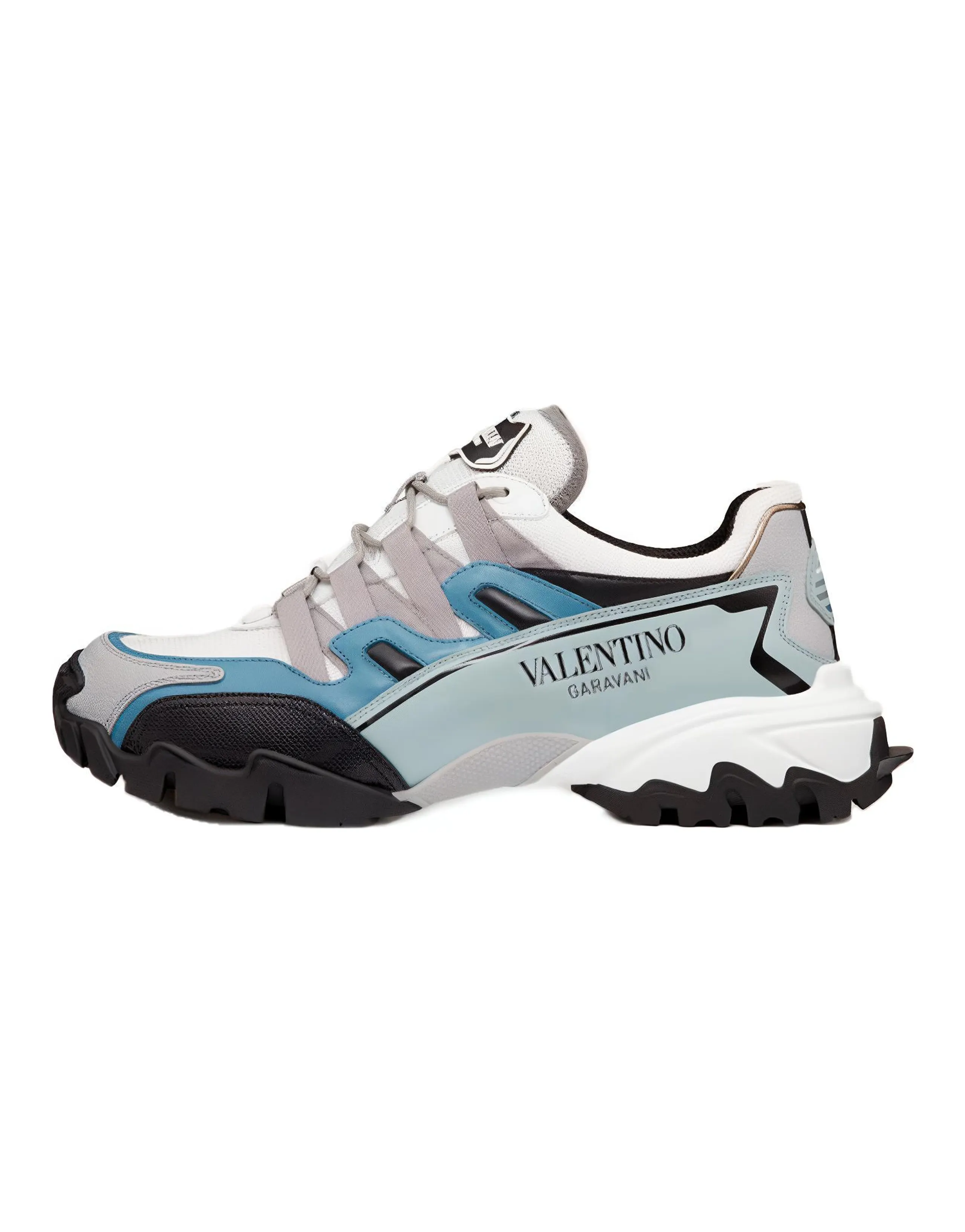Valentino Climbers Leather & Fabric Sporty Comfort Low-Top Casual Shoes Men's Black Blue White
