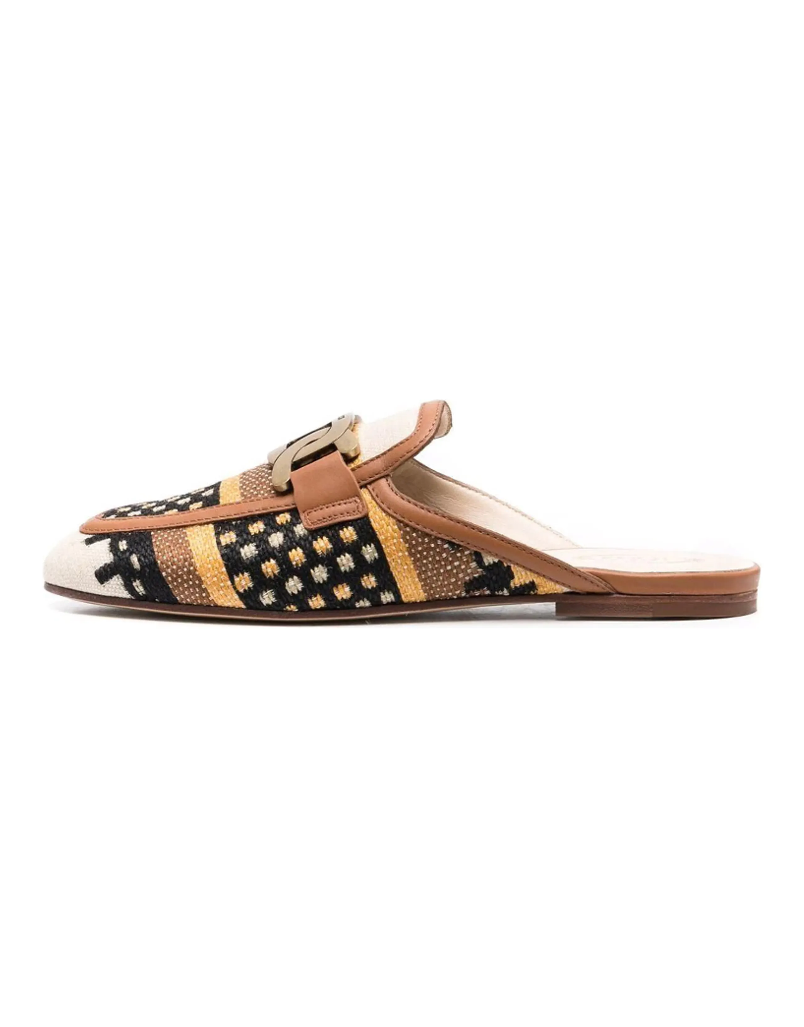 TOD'S Woven Slip-On Mule Toe-Cover Sandals Women's Multi-Color