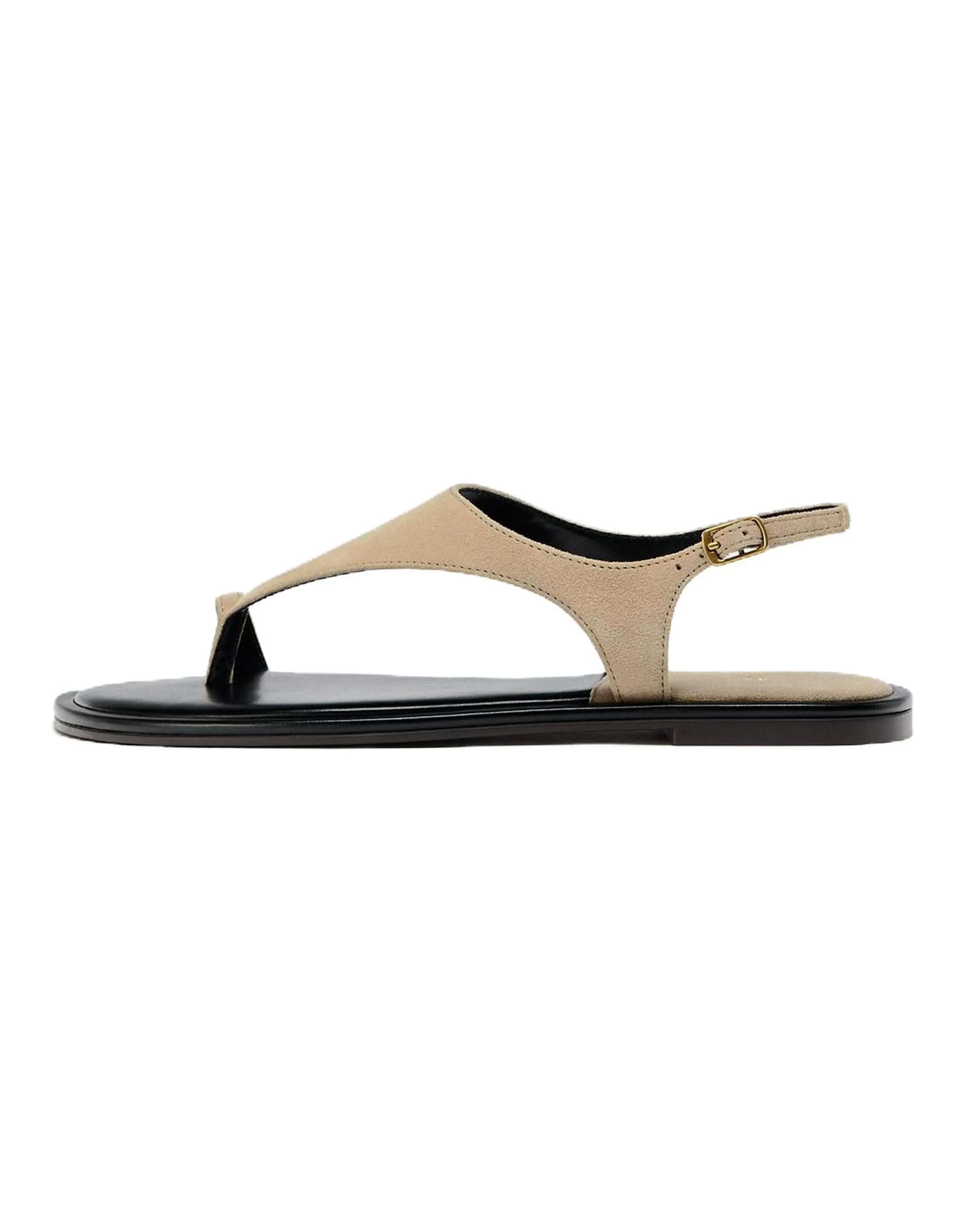 ZARA Suede Leather Cross-Strap Sandals Women's Taupe