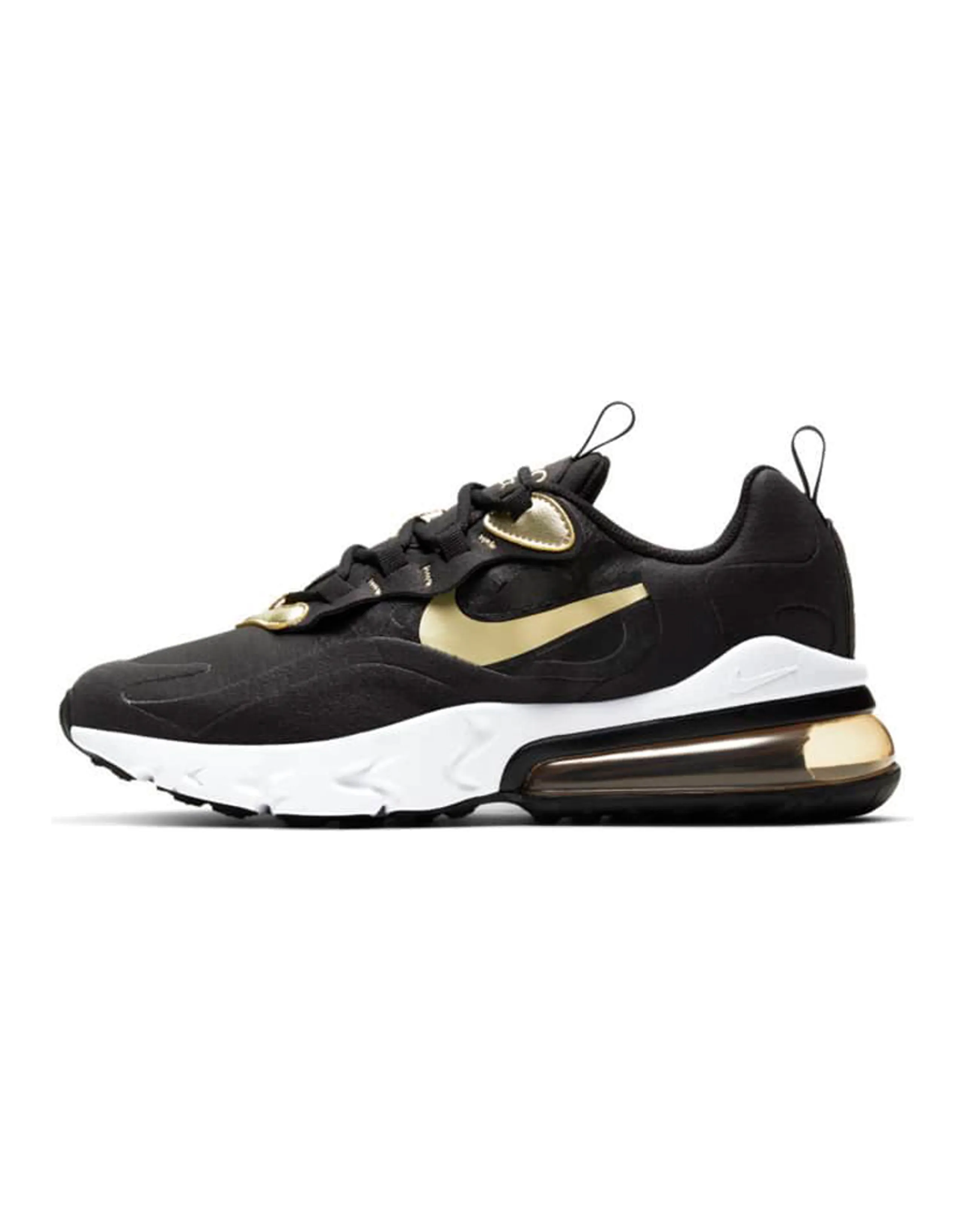 Nike Air Max 270 React Black Metallic Gold Star GS