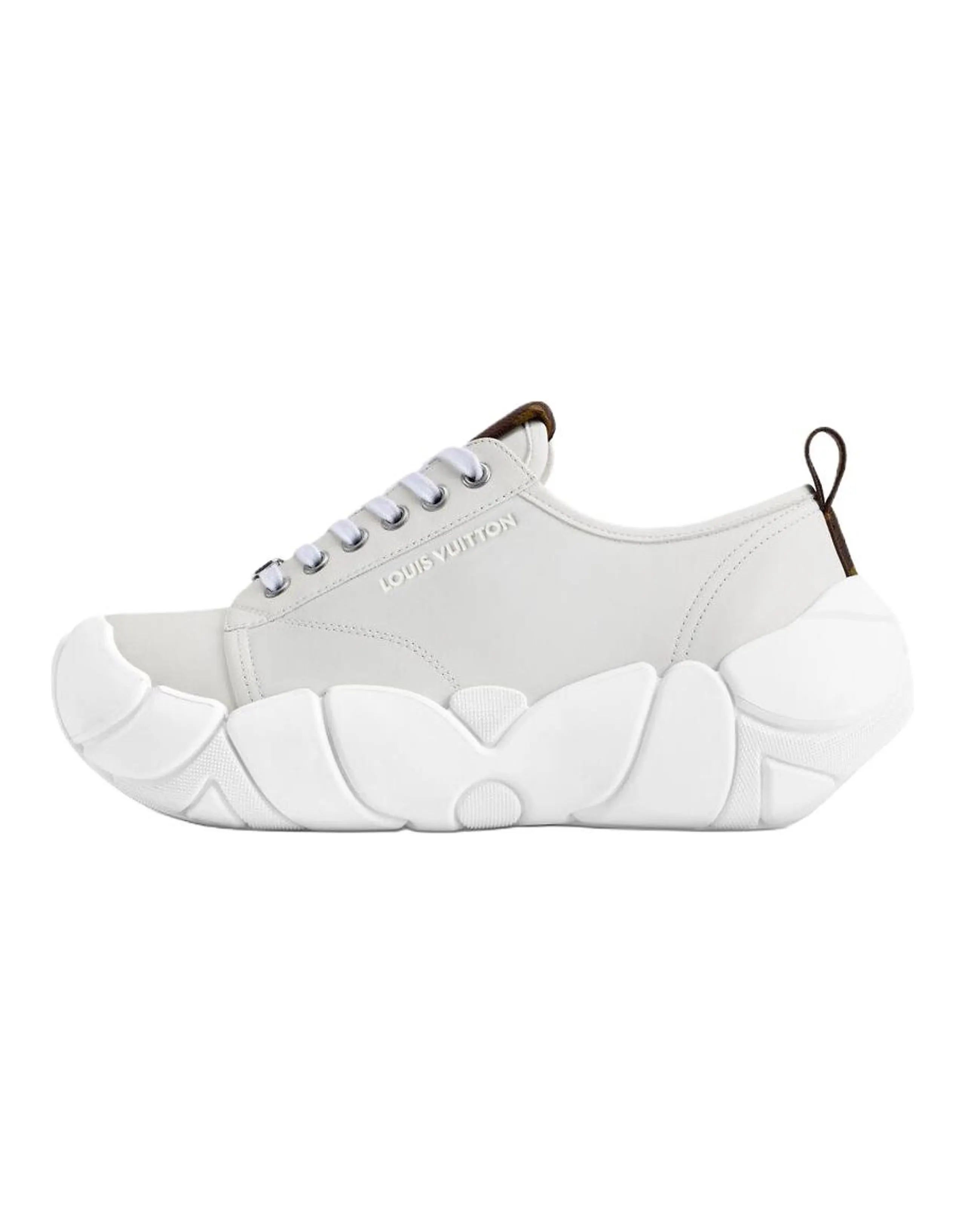 LOUIS VUITTON Bubble Lambskin Leather Lace-Up Round-Toe Low-Top Casual Shoes Women's Grey