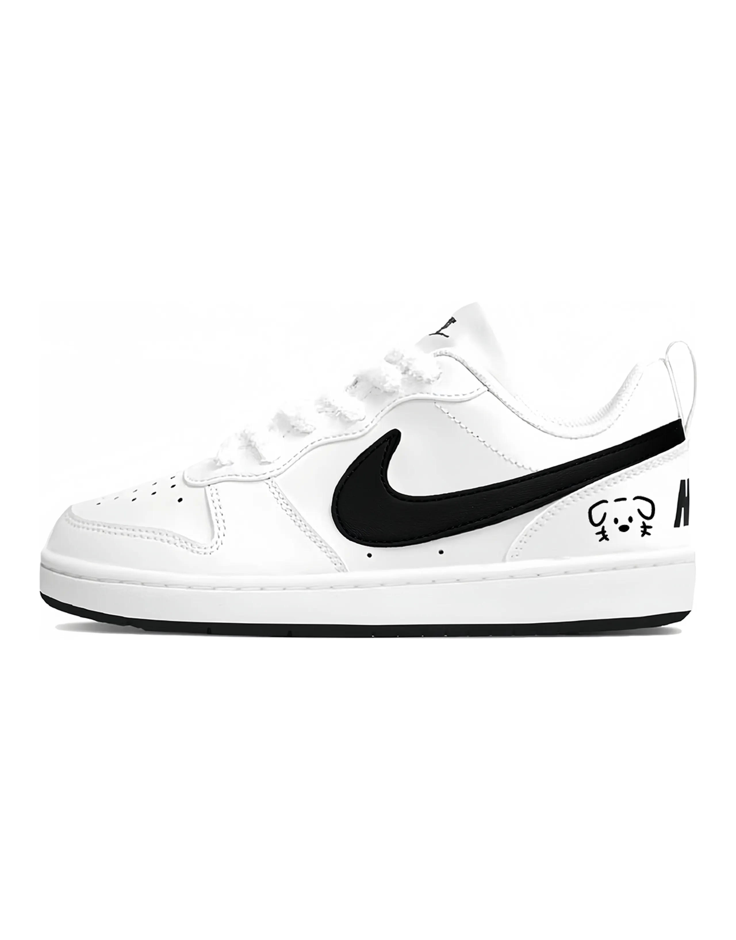 [Custom Sneakers] Nike Court Borough Synthetic Leather Simple Versatile Campus Style Low-Top Skate Shoes Unisex Black