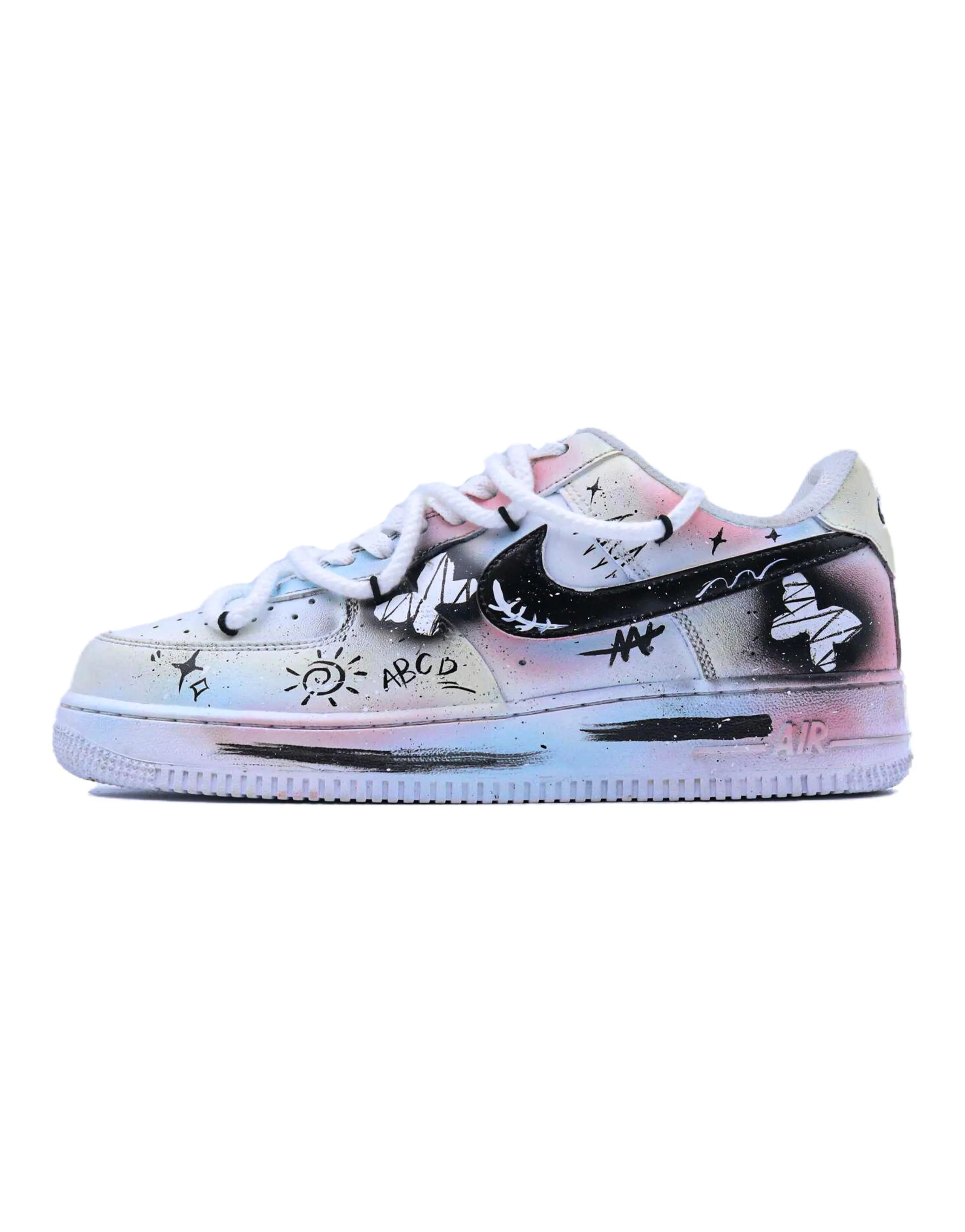Custom Nike Air Force 1 'Nova Point' Iridescent Star Butterfly Low-Top Casual Sneakers Unisex