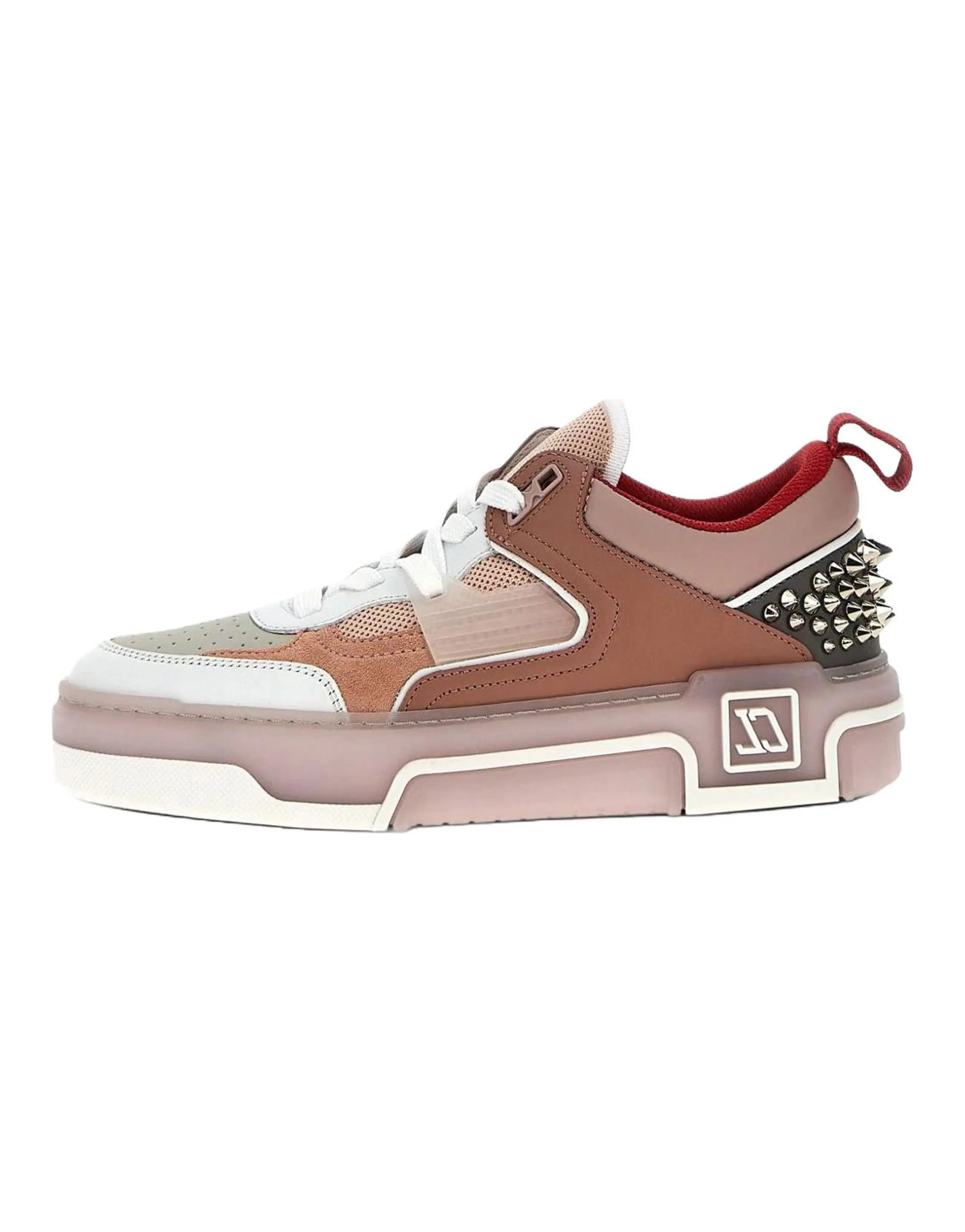 CL Astroloubi Calfskin Round Toe Lace-Up Low-Top Sneakers Women's Red