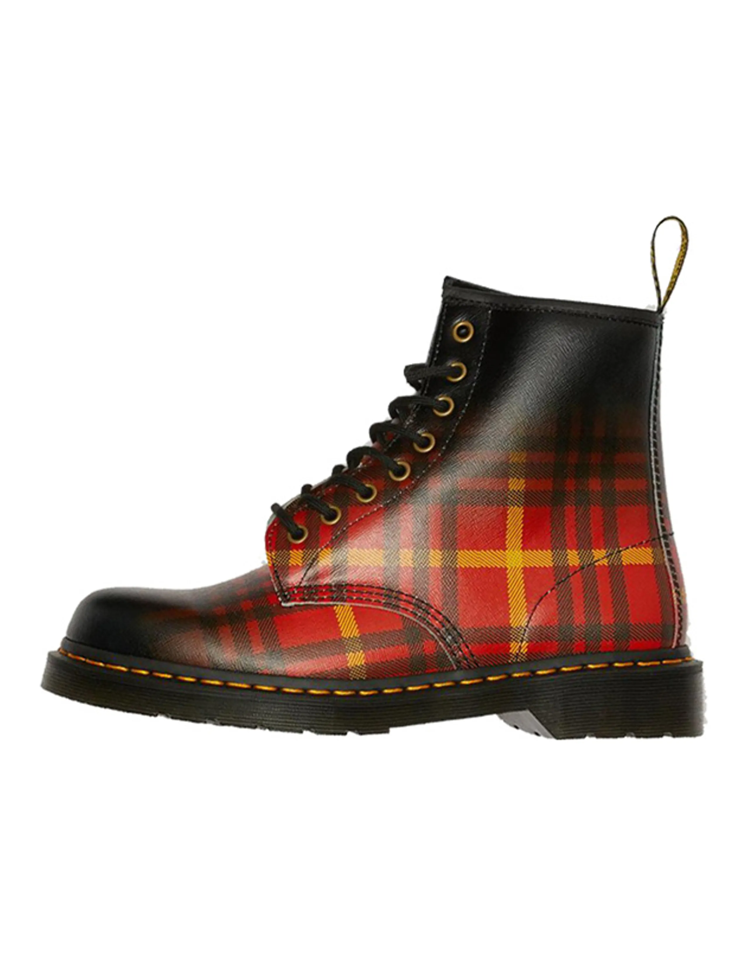 Dr.Martens 1460 Tartan Leather Boots Black/Orange/Red