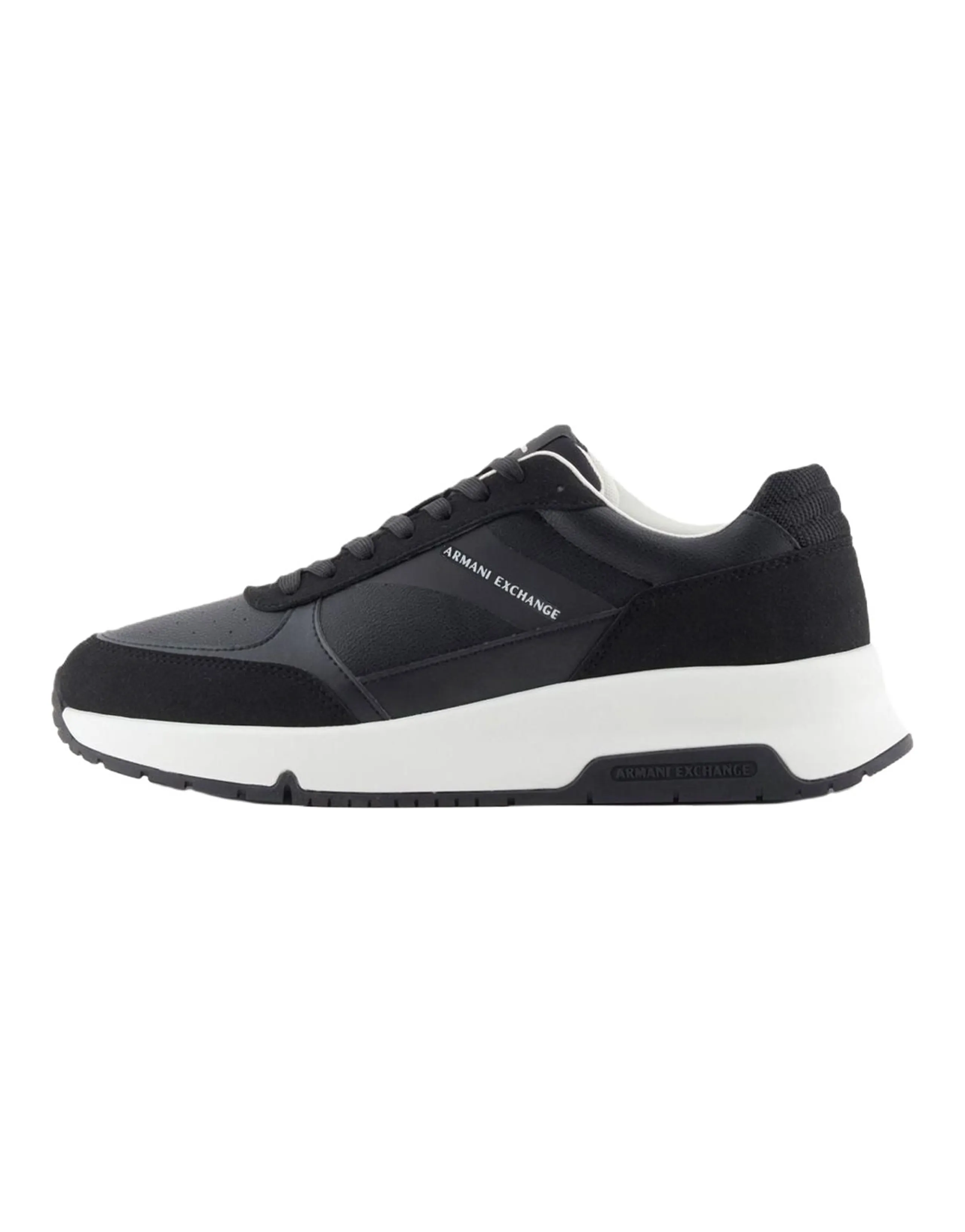 ARMANI EXCHANGE Round Toe Lace-Up Logo Print Low-Top Casual Shoes Men's Black