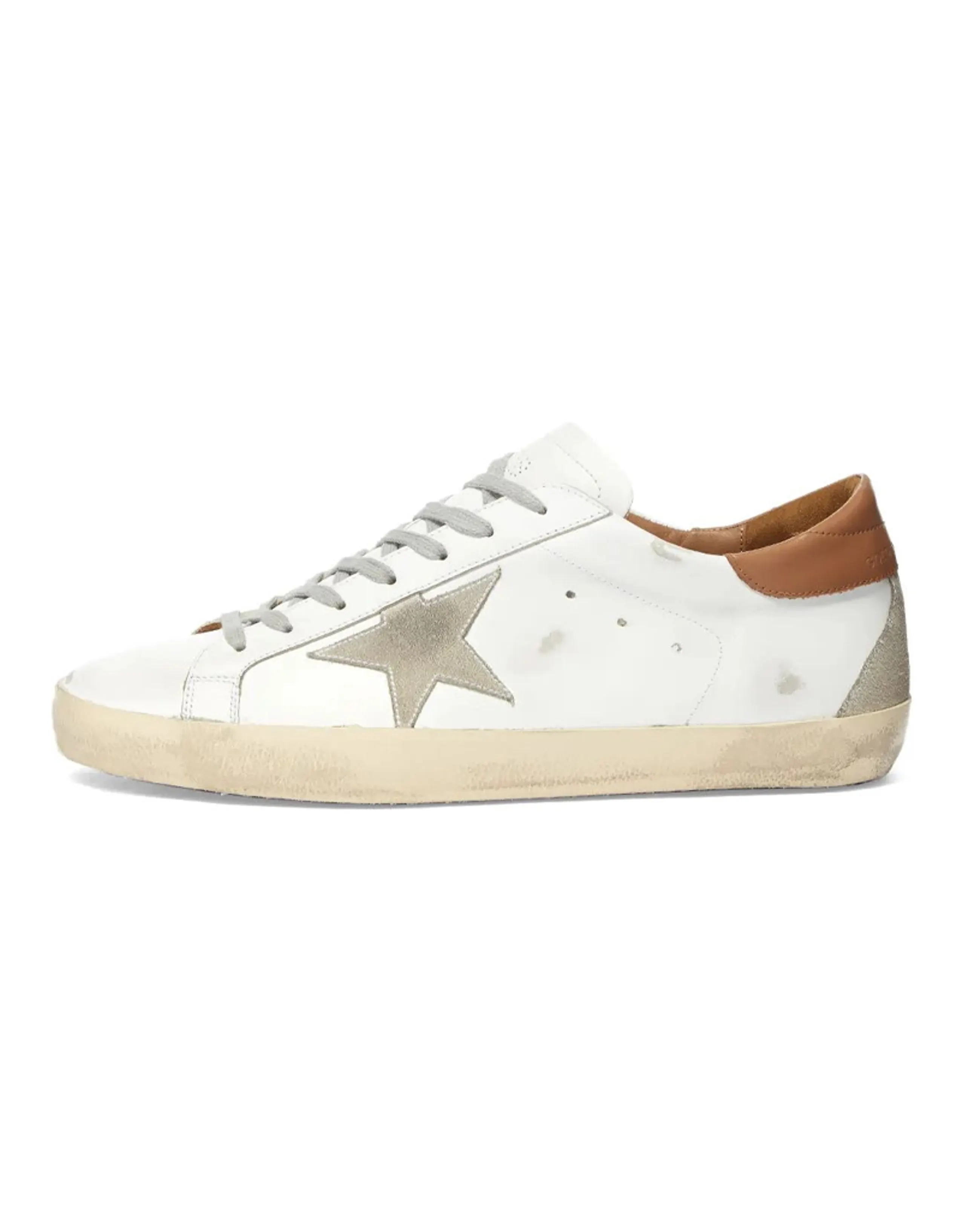 Golden Goose Super-Star White Vacchetta Tan Grey Suede Patch