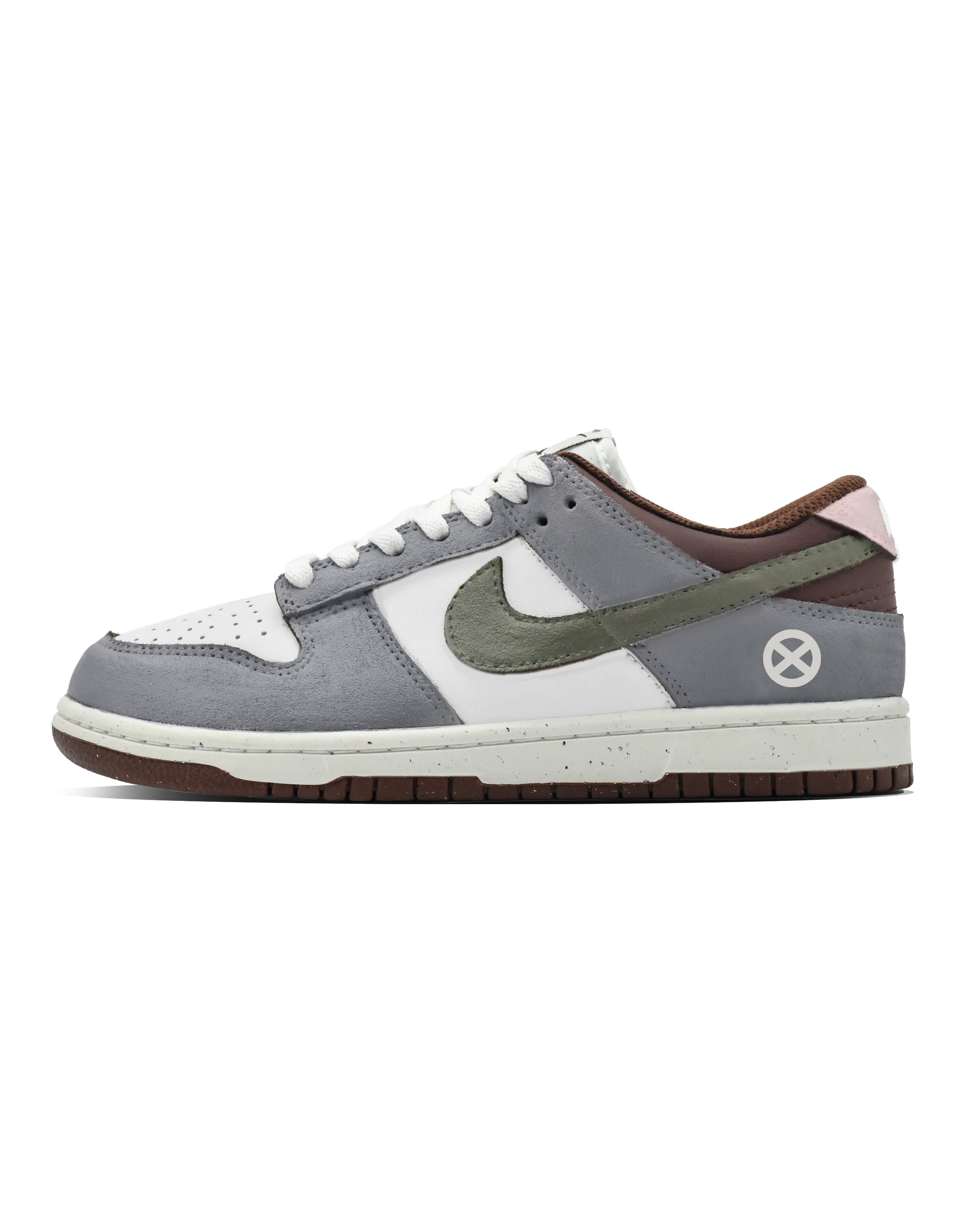 Custom Nike Dunk 'Champion Collab' Low-Top Skate Shoes Women's White Grey
