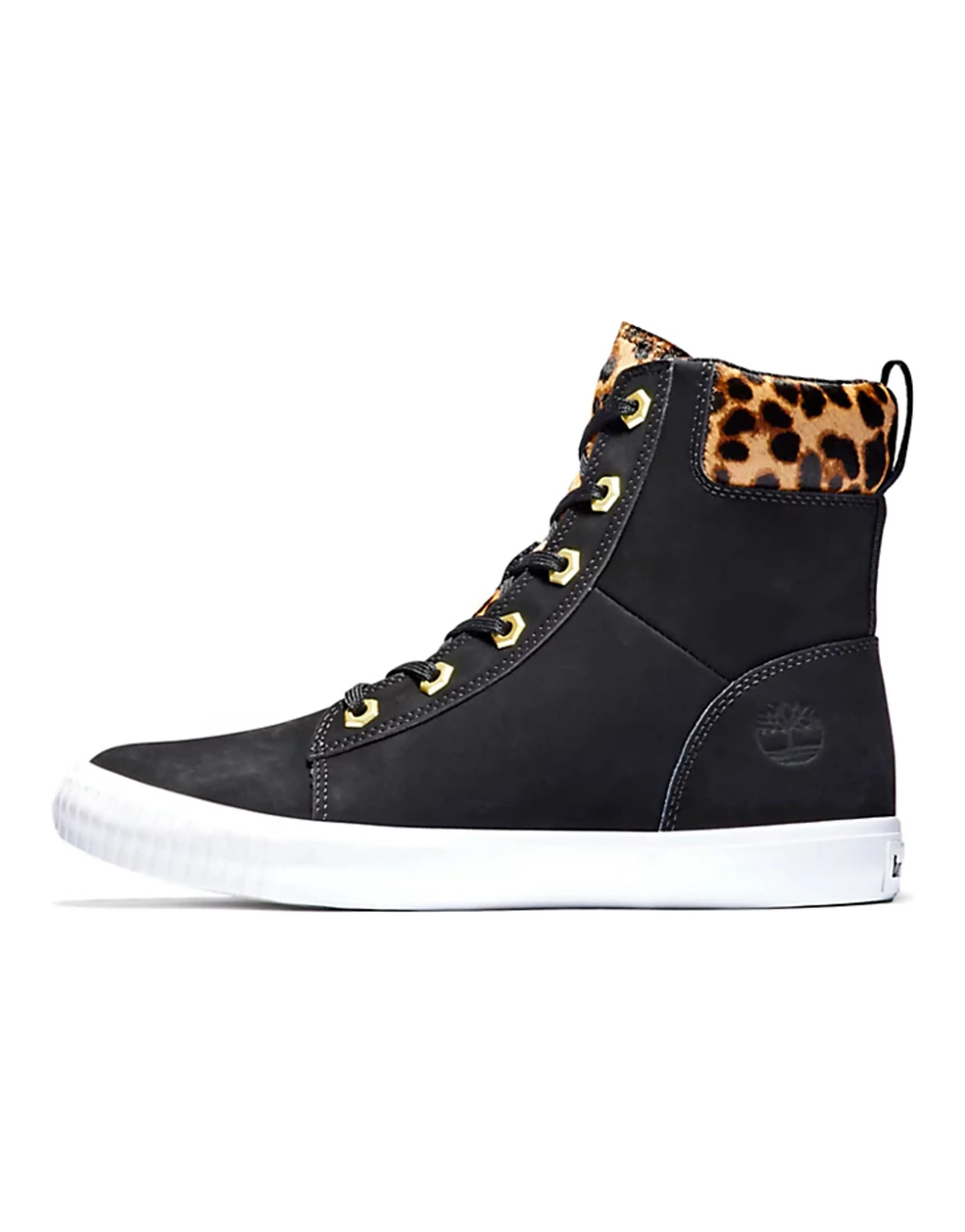 Timberland SKyla Bay 6 Inch Boot 'Black Nubuck Wtih Cheetah Collar' Women's