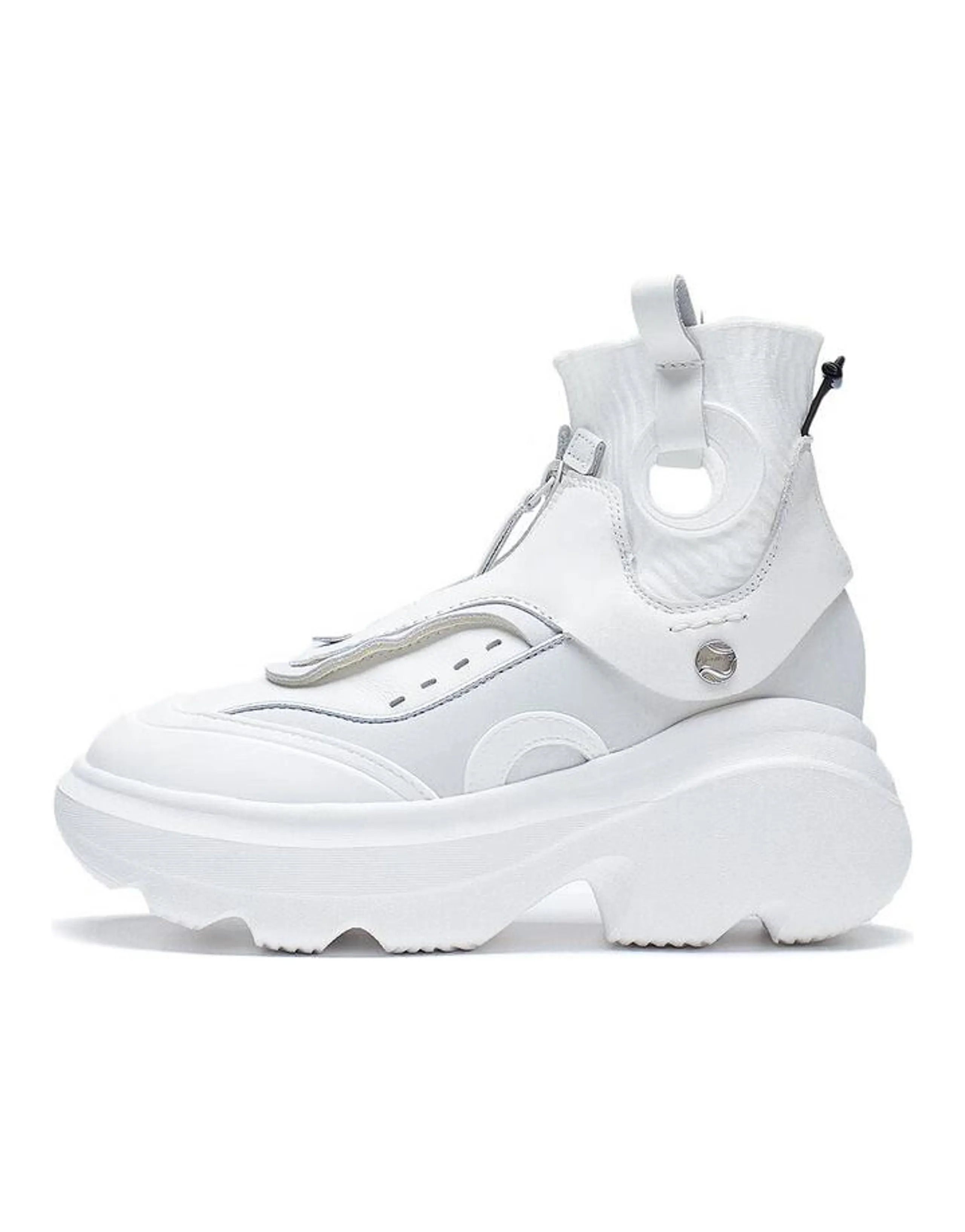 LiNing Puff Durable Breathable High-Top Sports Casual Shoes Women's White