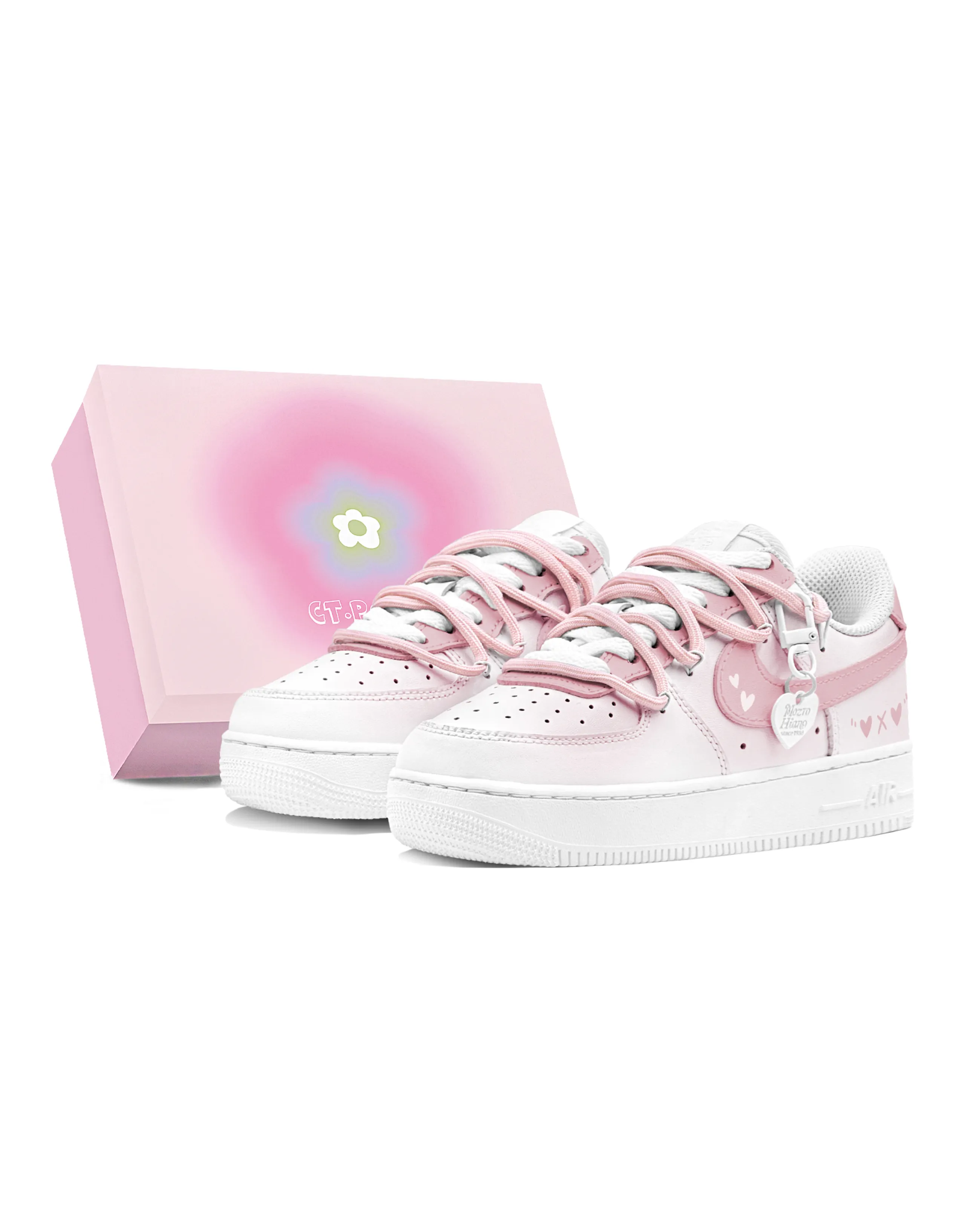 Nike Air Force 1 'Romantic Gift' Pink Dream Hearts Low-Top Casual Sneakers Women's Pink