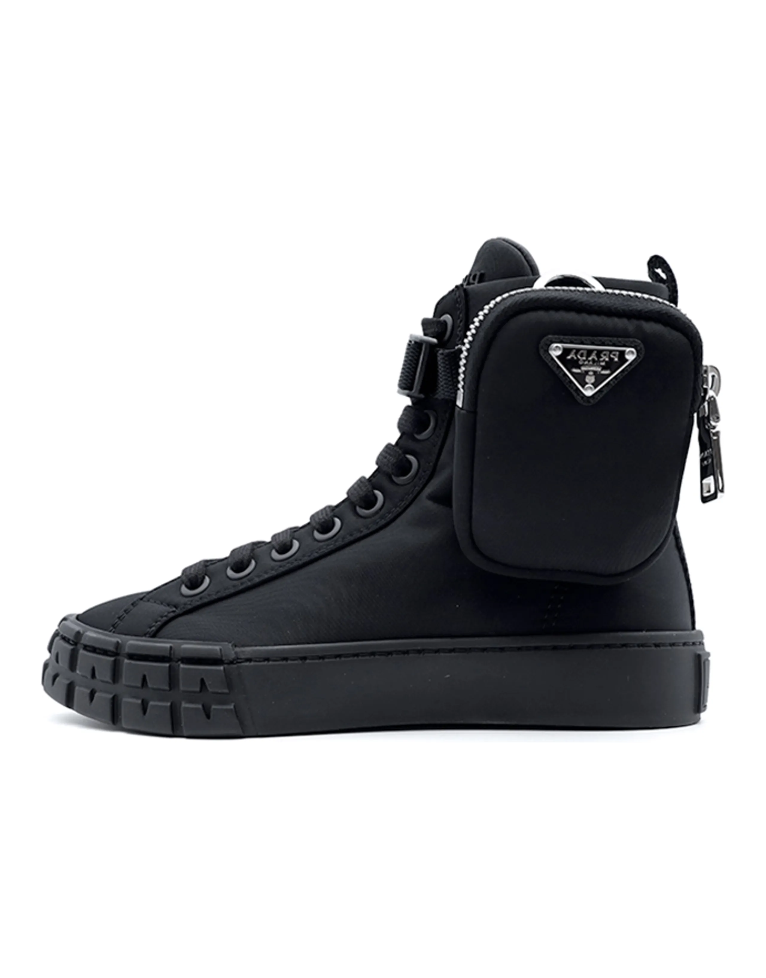 PRADA Wheel Re-Nylon Hight Sneakers With Larger Pouch 'Black' Women's