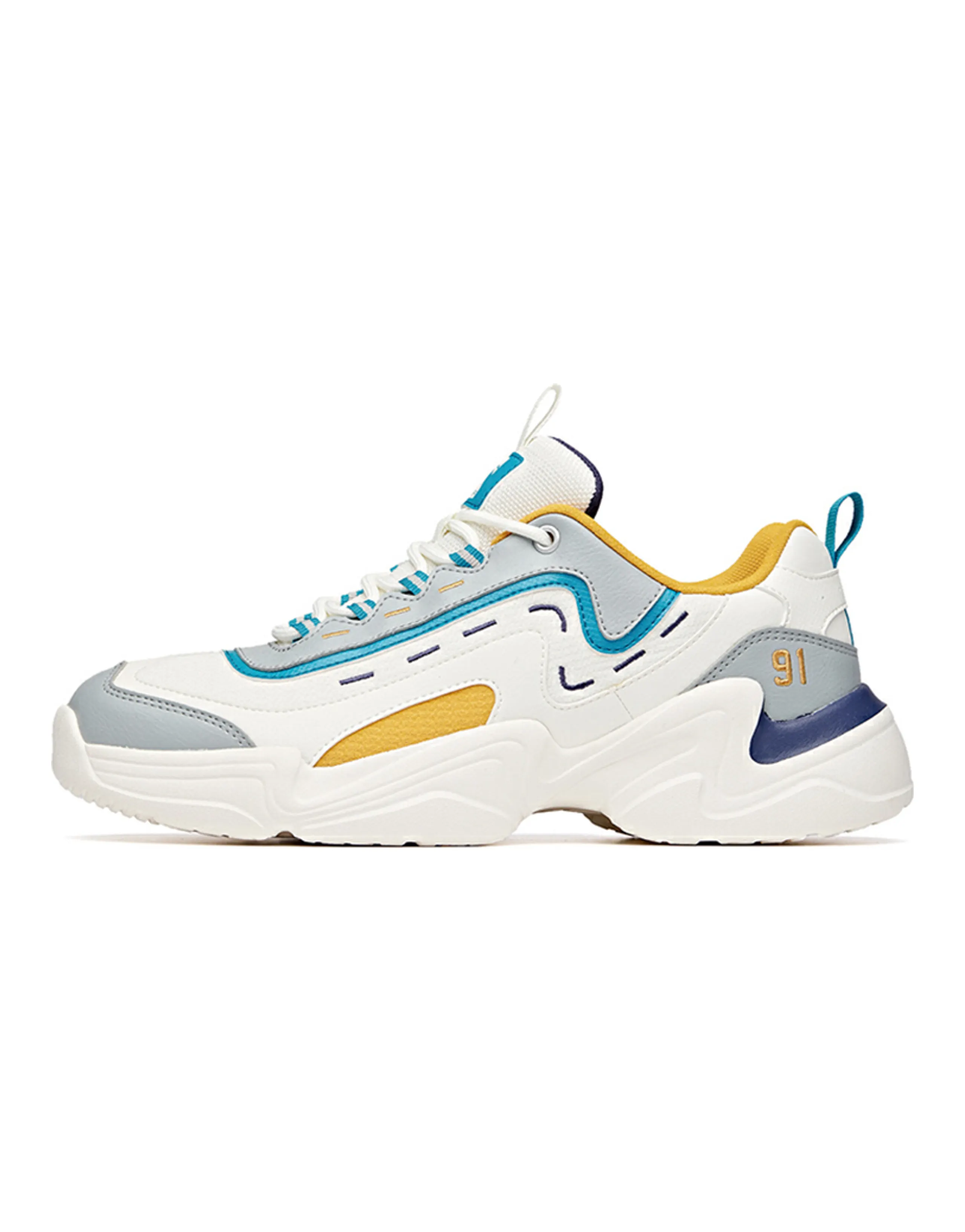 ANTA Chunky Sneakers Men Low-Top White/Blue/Yellow