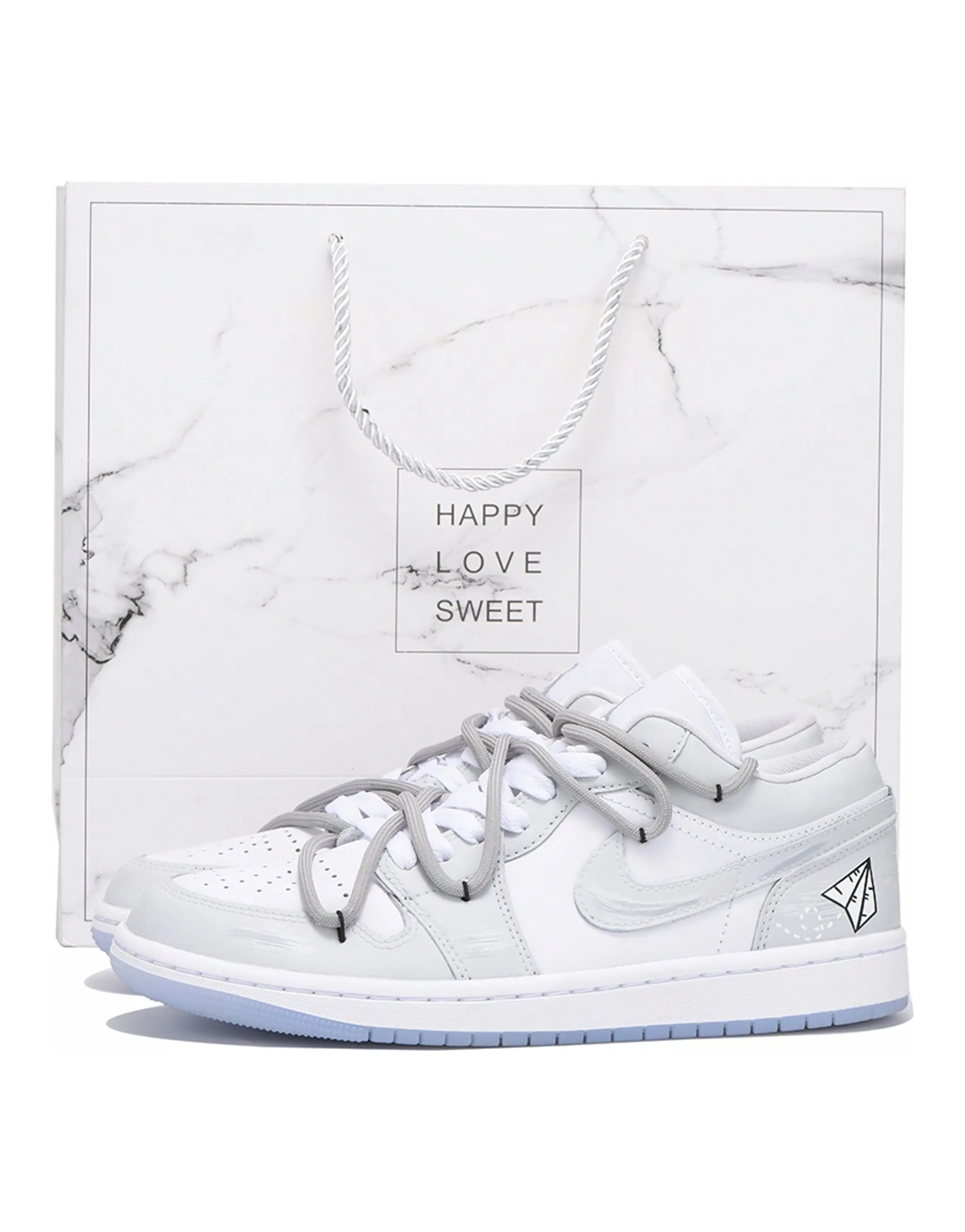 JORDAN Air JORDAN 1 Vintage Basketball Shoes Women's Low-Top White Blue