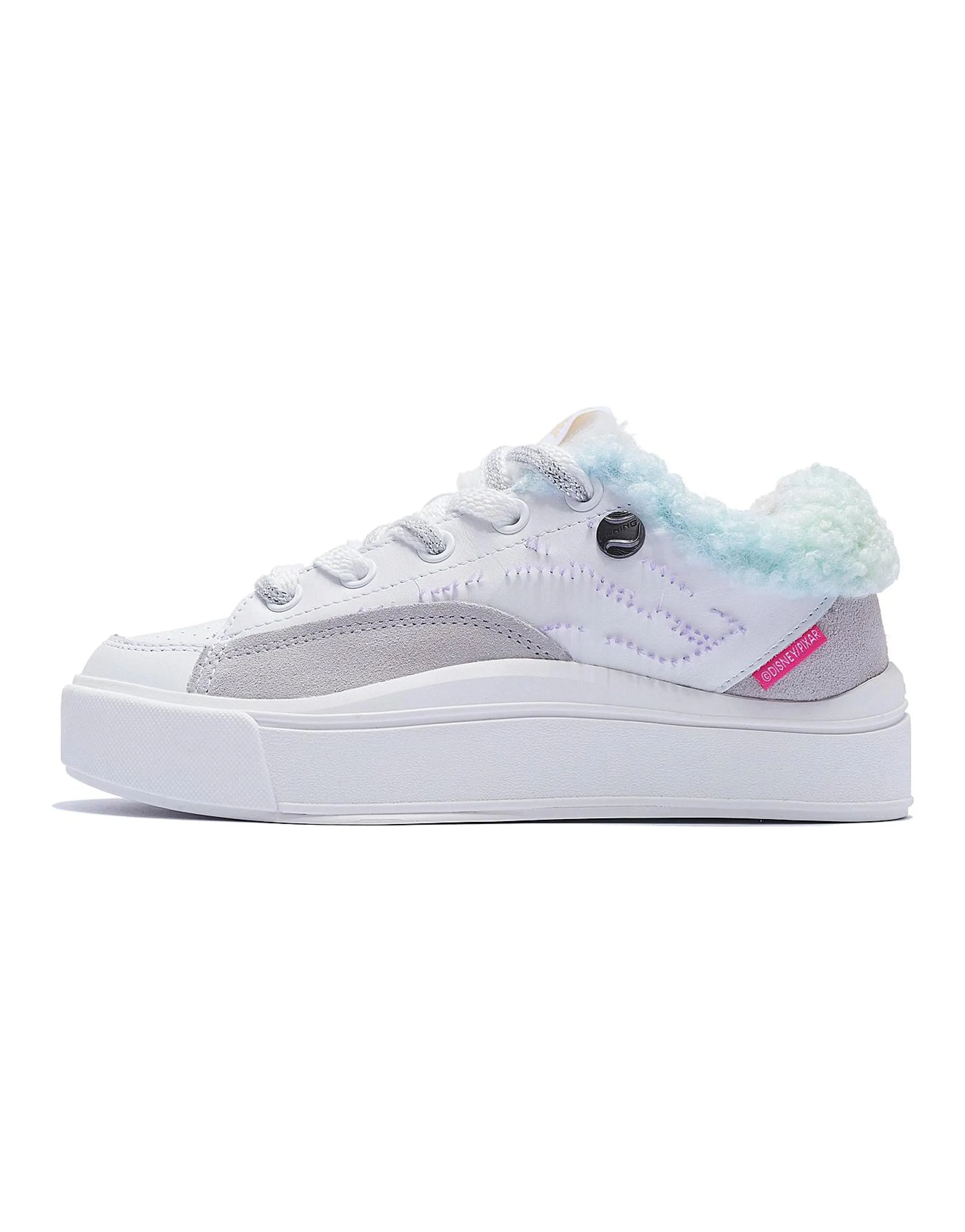 LINING Disney Skateboard Shoes Women's Low-Top Standard White/Light Smoke Gray/Vibrant Pink