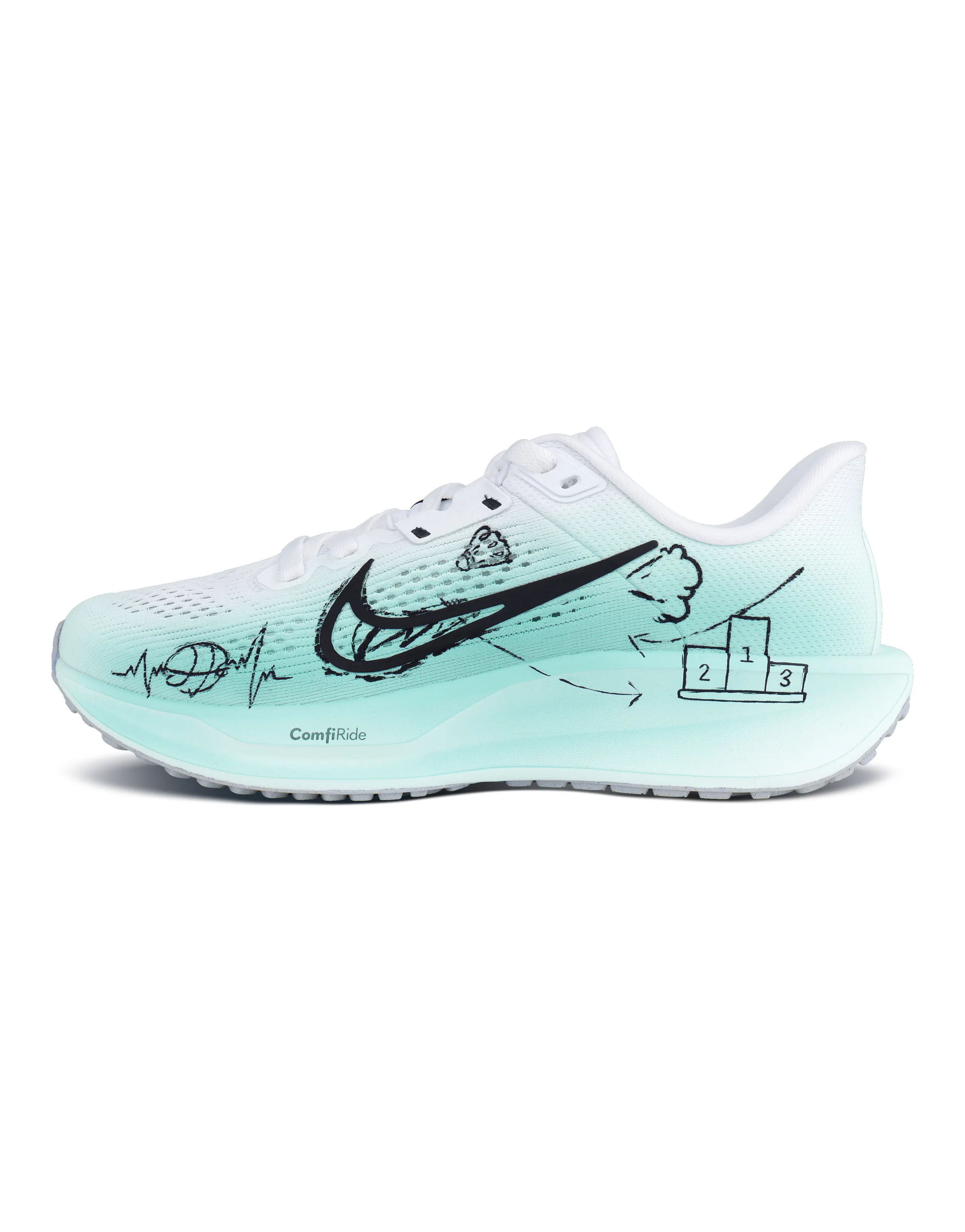 [Custom Sneakers] Nike Quest 6 Surf Picture Book Gradient Running Shoes Men's White Green